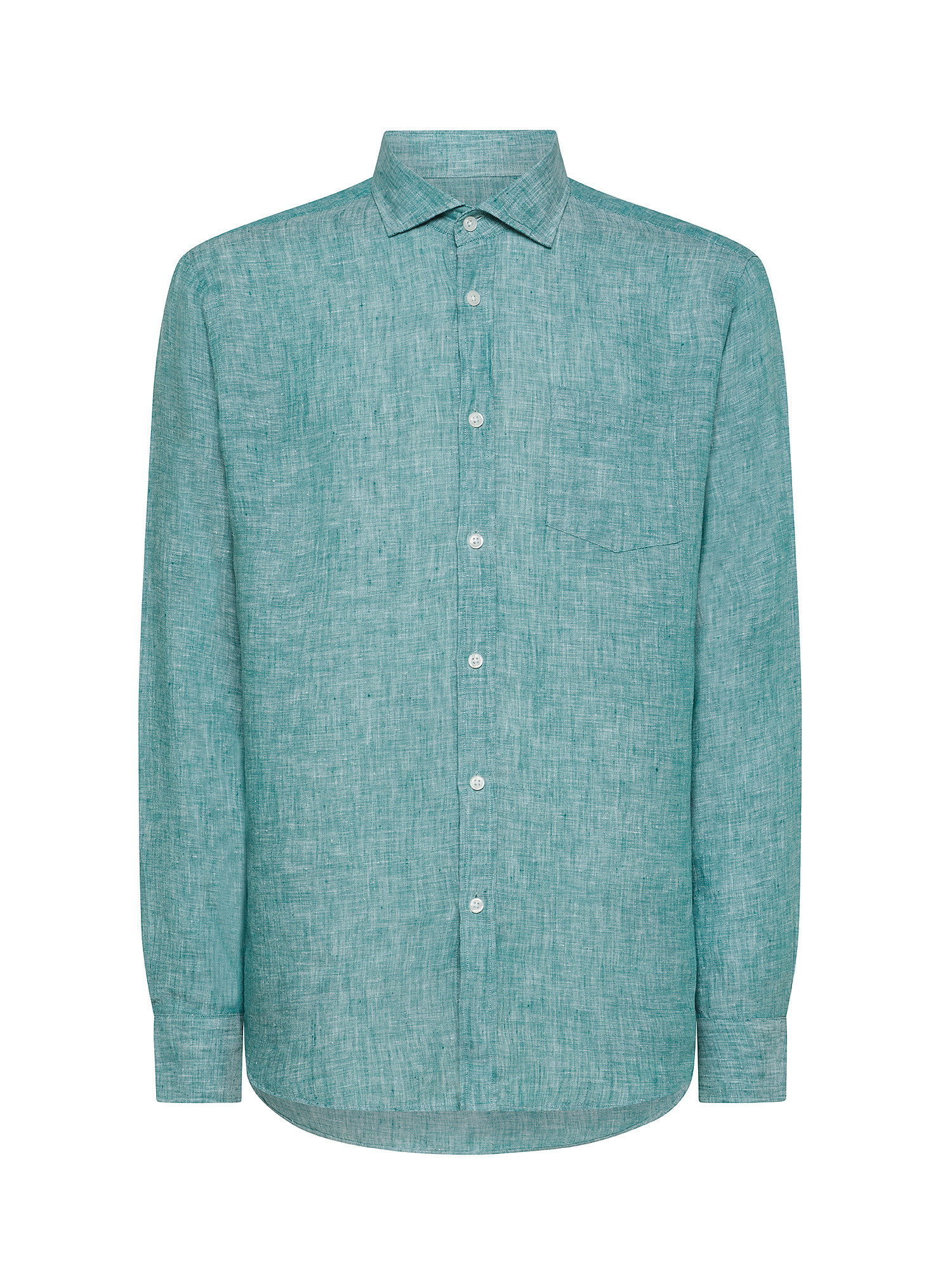 Luca D'Altieri - Tailor fit shirt in pure linen, Emerald, large image number 0