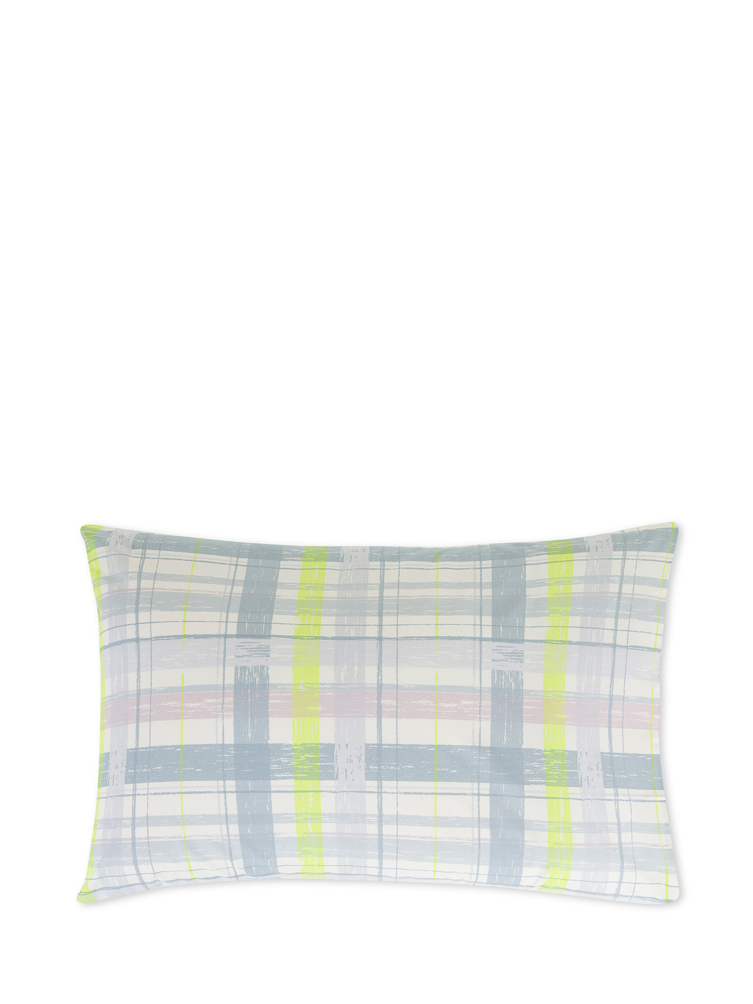 Cotton percale pillowcase with check print, Multicolor, large image number 0