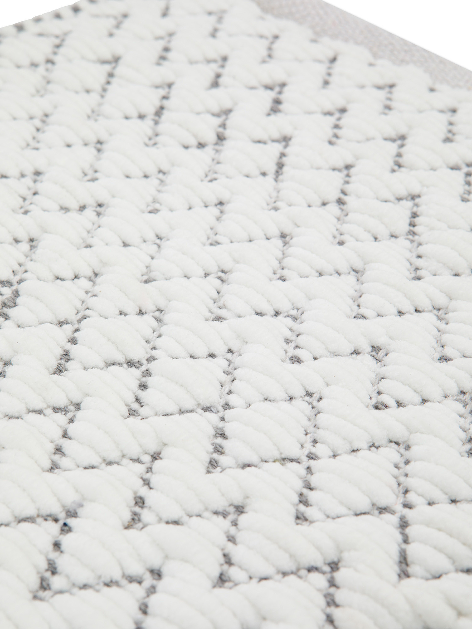 Tappeto bagno ciniglia di micro cotone motivo zig zag, Bianco, large image number 1