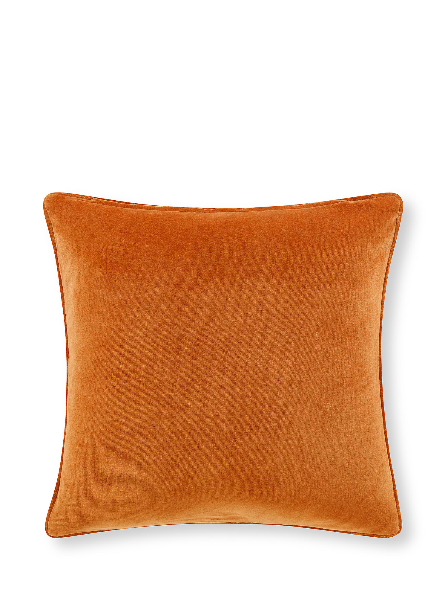 Velvet cushion with flower embroidery 45x45cm, Orange, large image number 1