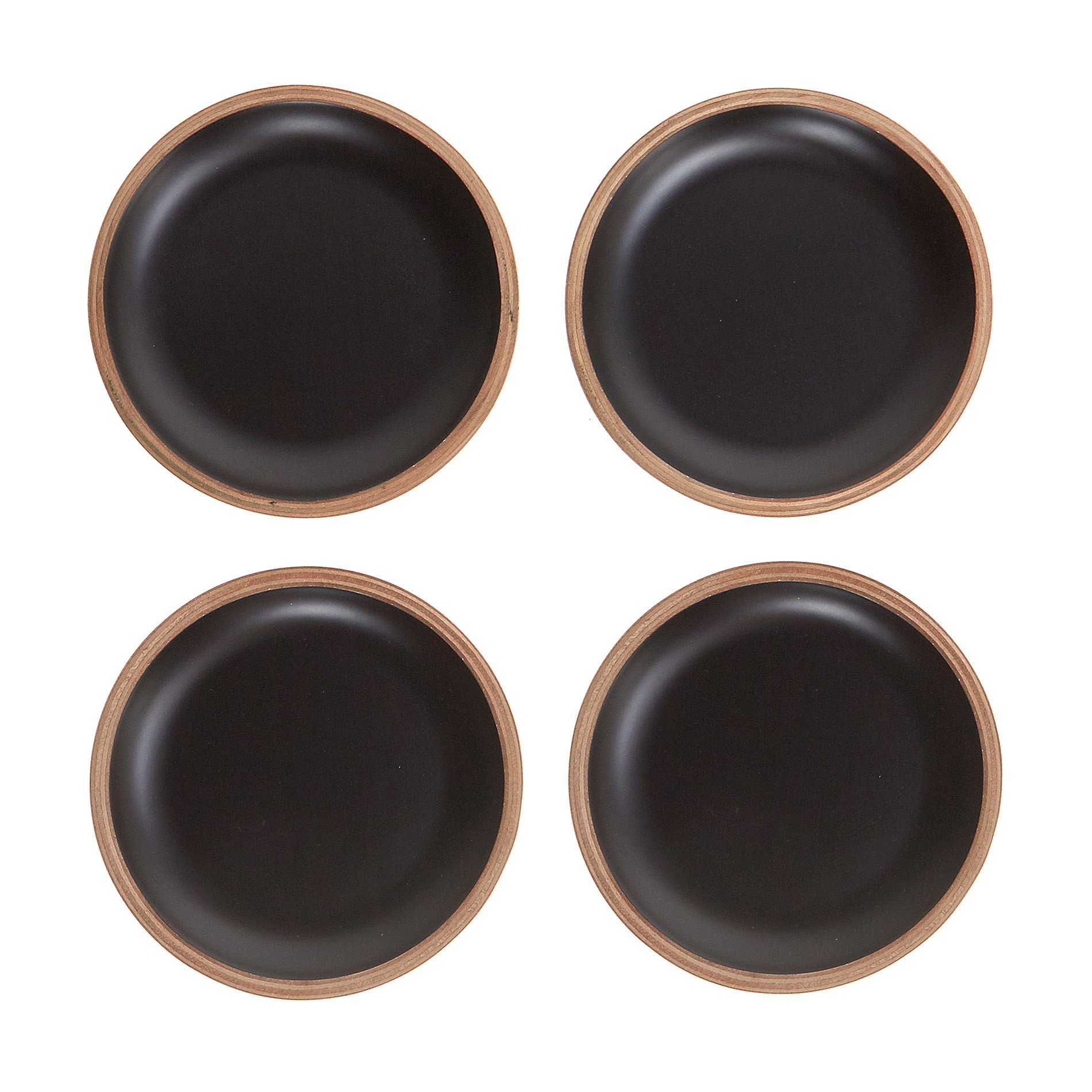 4-pack birch wood drinks coasters, Black, large image number 0