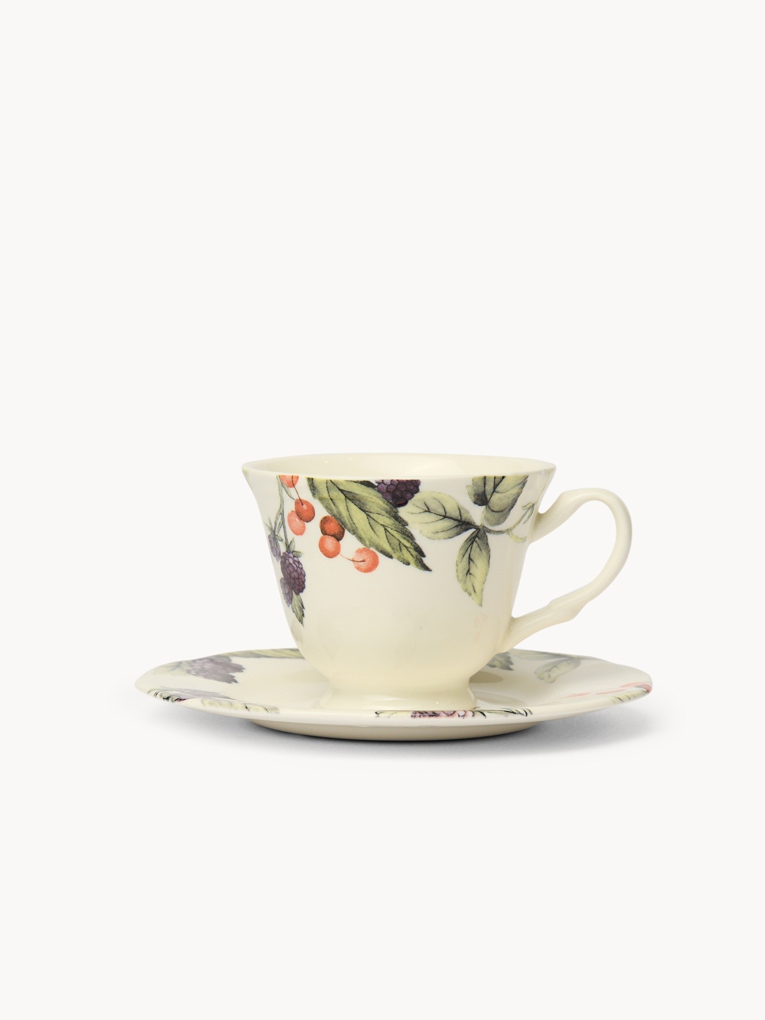 Tazza t&egrave; in ceramica motivo bacche - Prezzo di lancio, Bianco, large image number 0