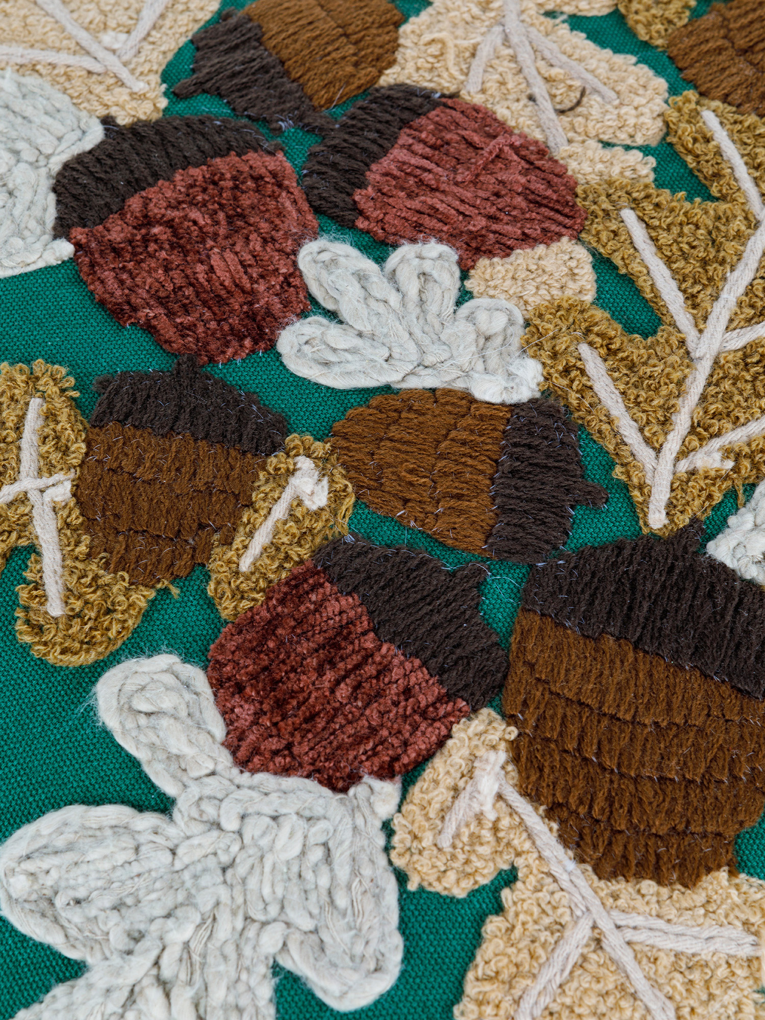 Embroidered cushion with pine cones and leaves 45x45 cm, Multicolor, large image number 2