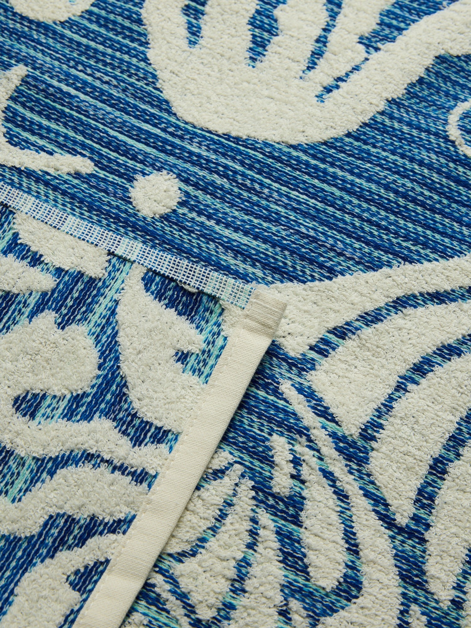 Reversible yarn-dyed cotton beach towel - Introductory price, White / Blue, large image number 1