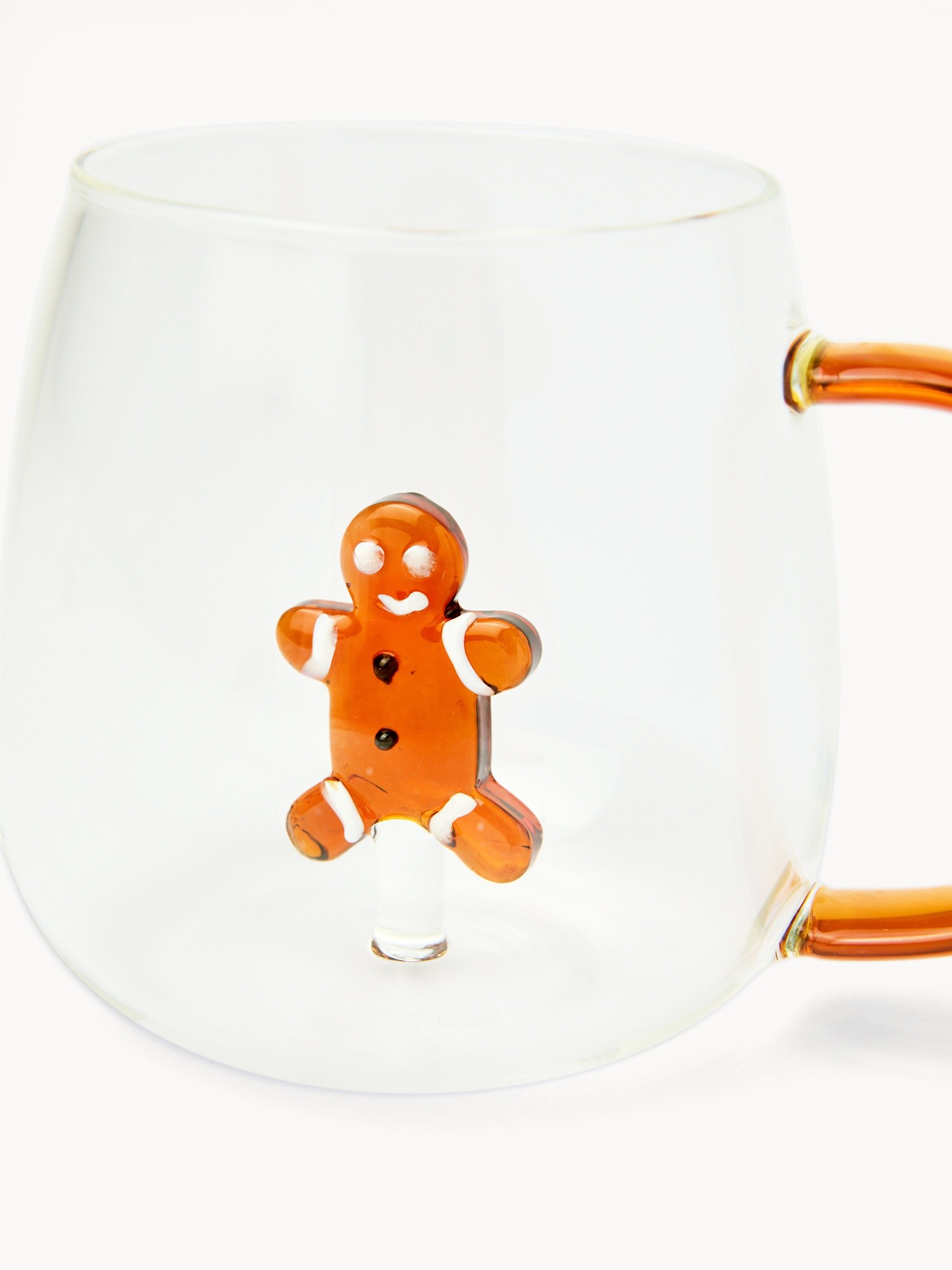 Borosilicate glass breakfast mug with gingerbread detail, Transparent, large image number 1