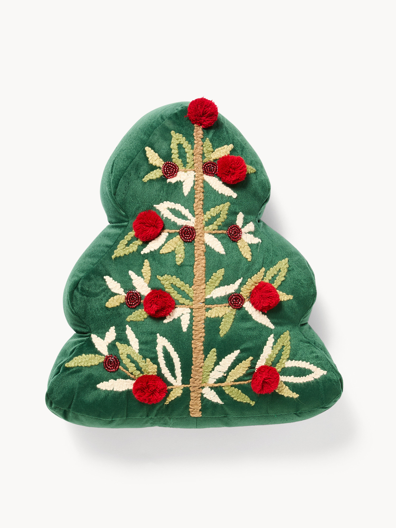 Cuscino albero di Natale ricamato, Verde, large image number 0
