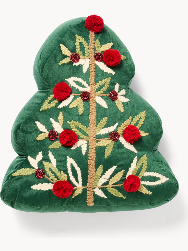Cuscino albero di Natale ricamato