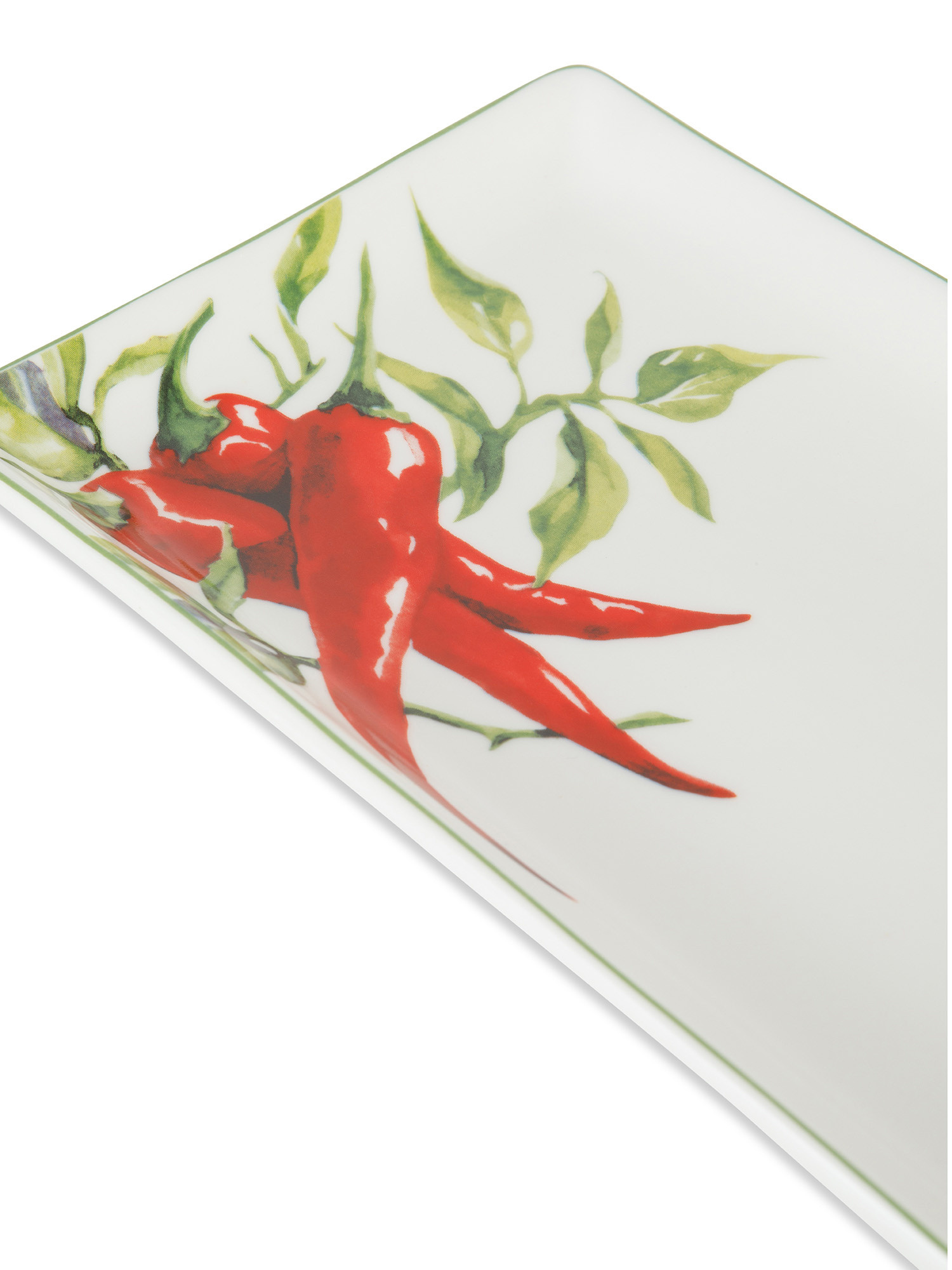 Tray in new bone china with chillies motif, White, large image number 1