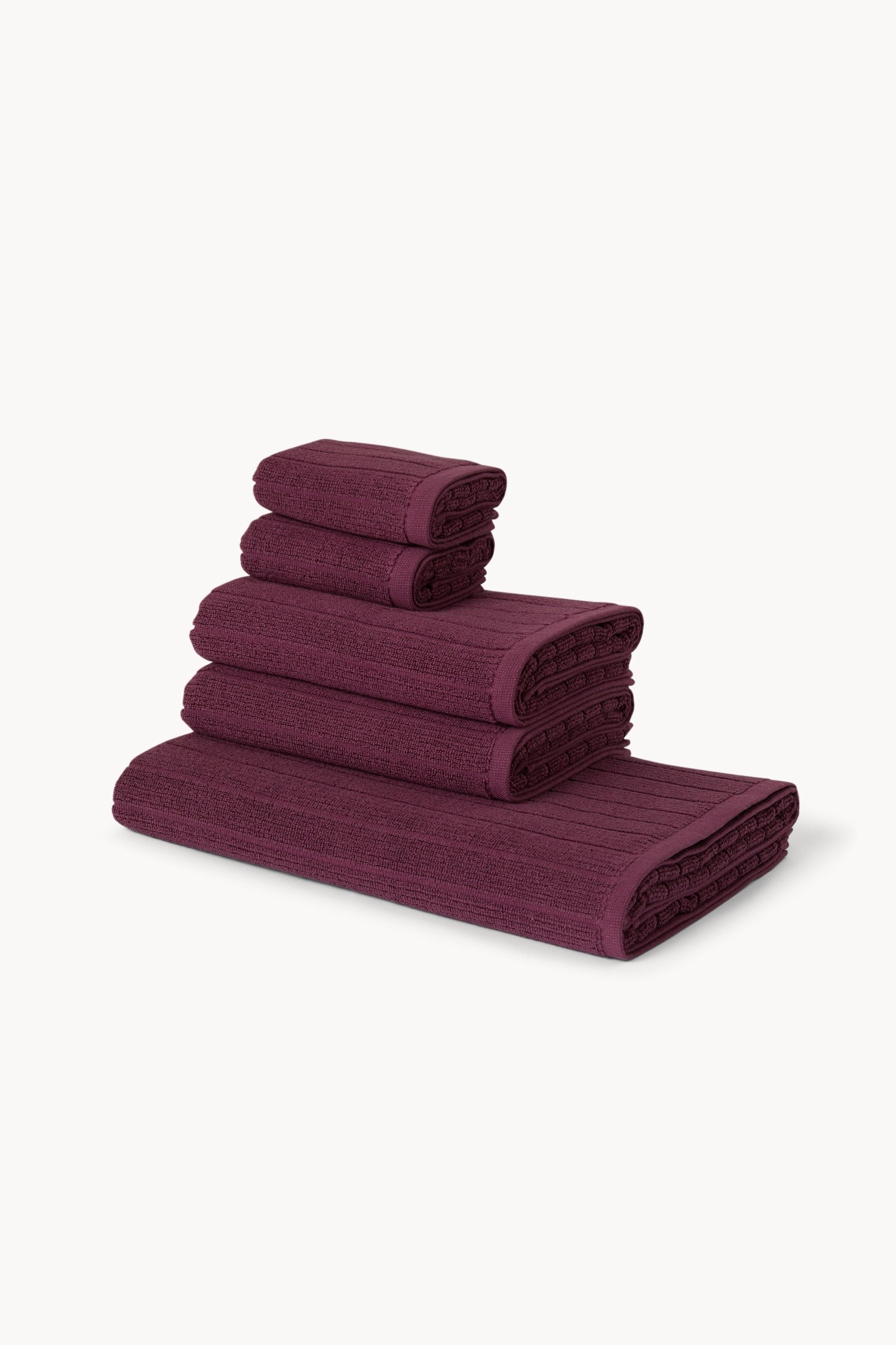 Set of 5 Pure Cotton Towels - Discounted Price, Dark Pink, large image number 0
