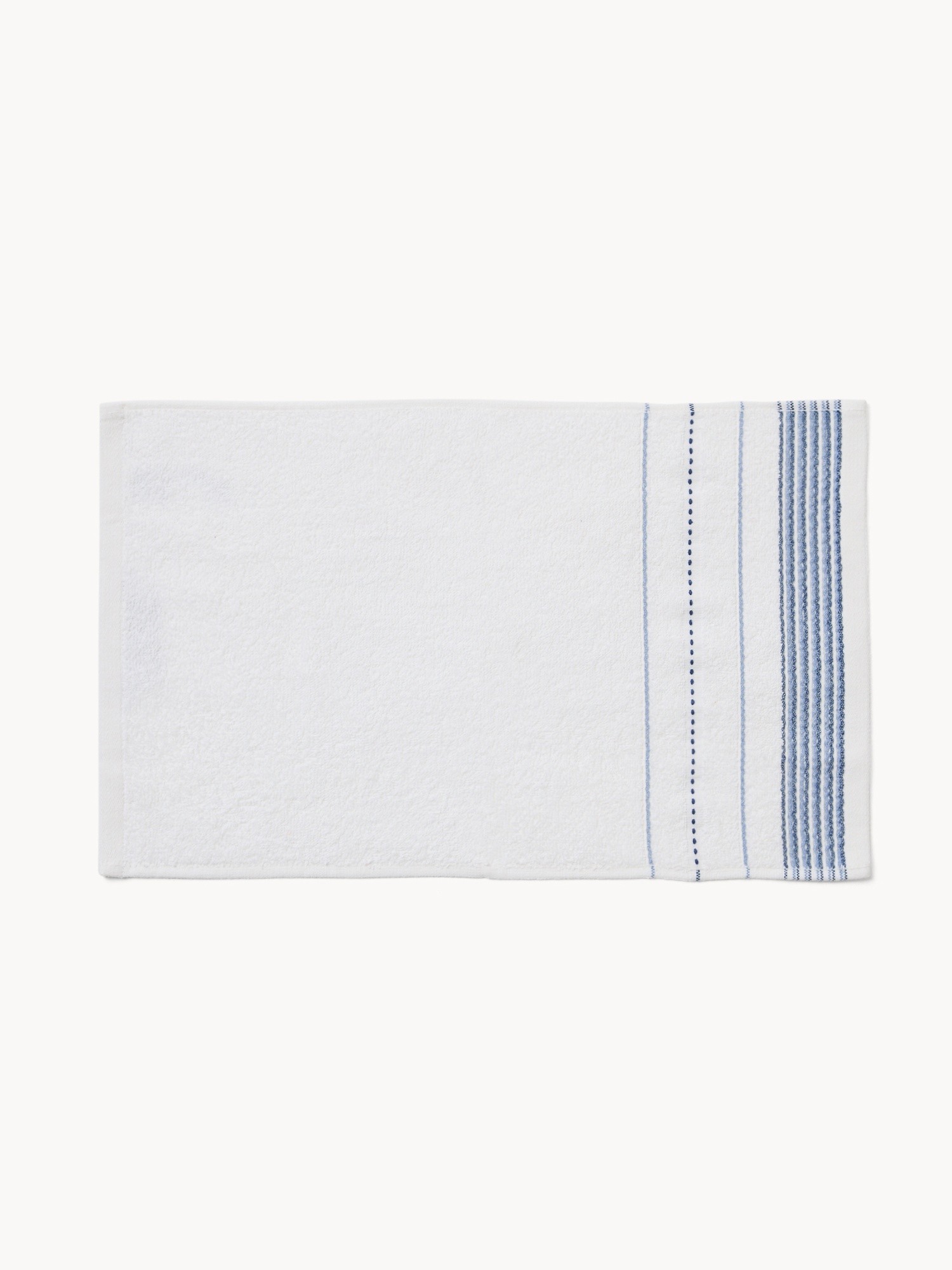 Set of 3 solid-color cotton towels - Introductory price, White / Blue, large image number 1