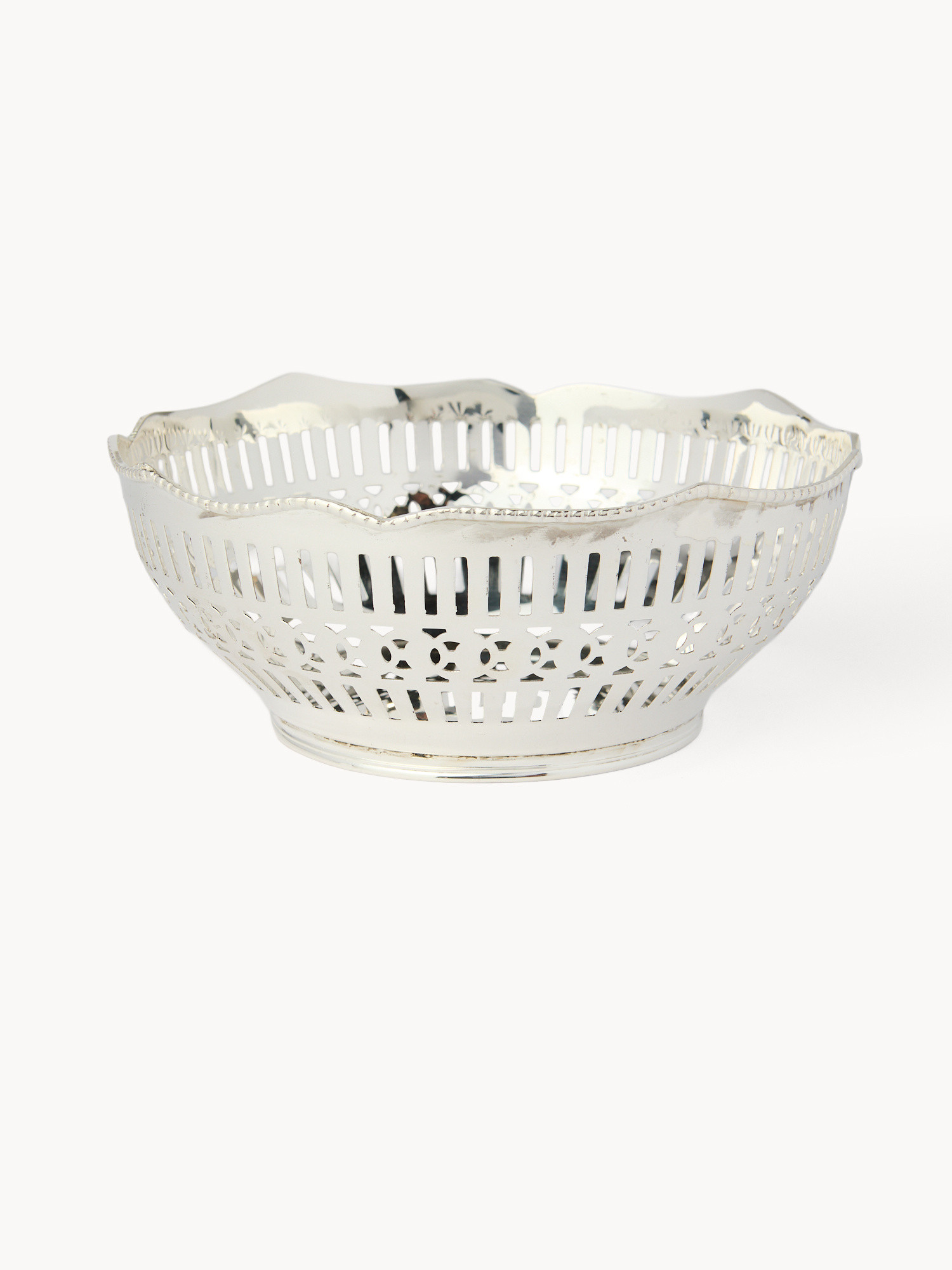 Coppa tonda in silver plated lavorato, Grigio argento, large image number 0