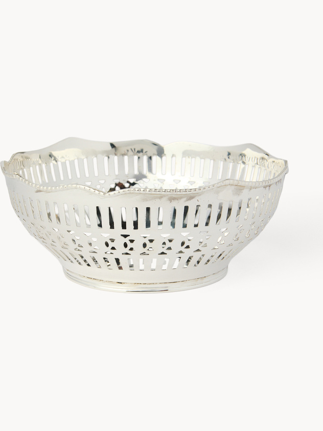 Coppa tonda in silver plated lavorato
