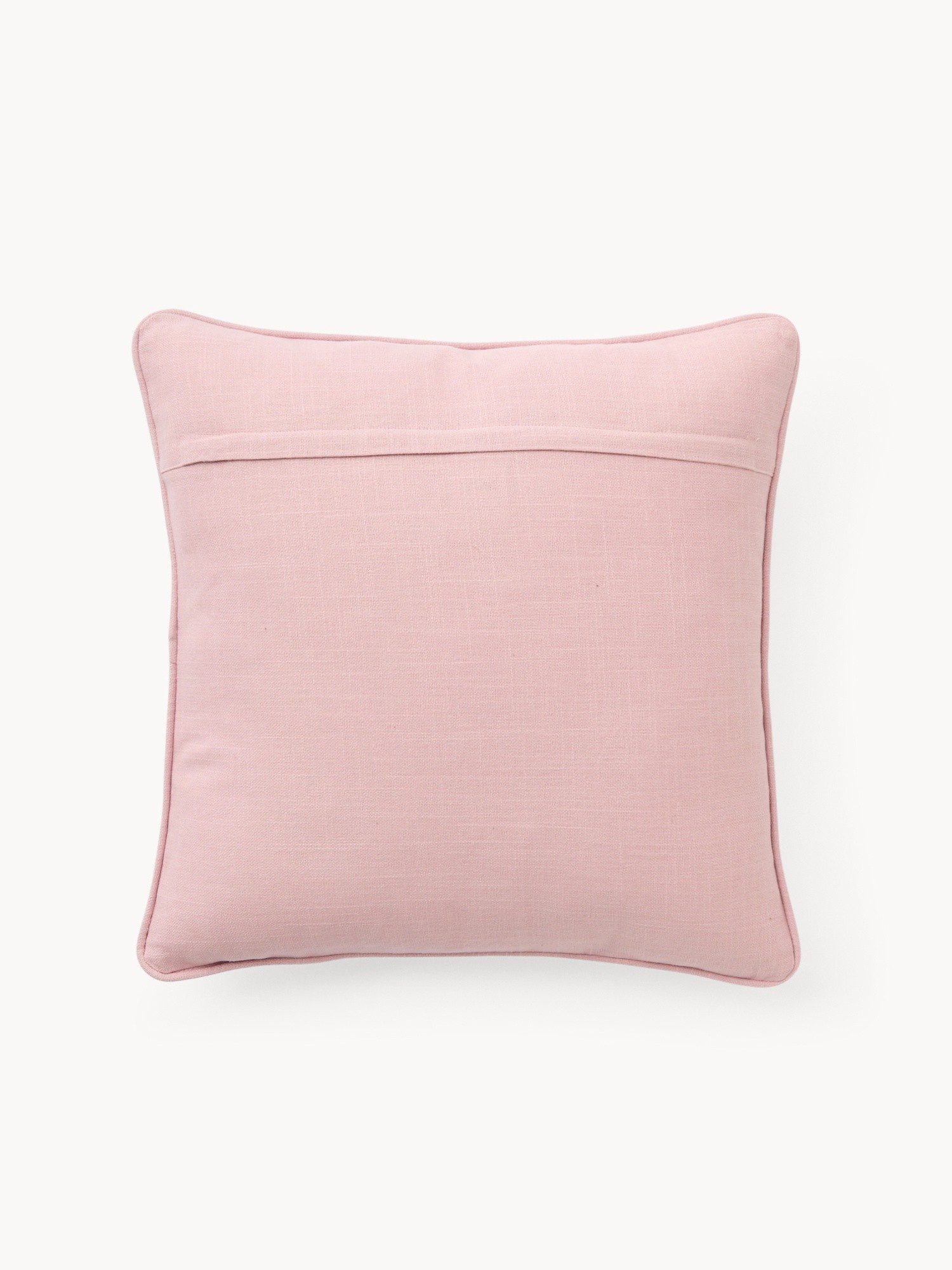 Cotton slub pillow with small flower embroidery, 45x45cm - Discounted Price, White, large image number 1