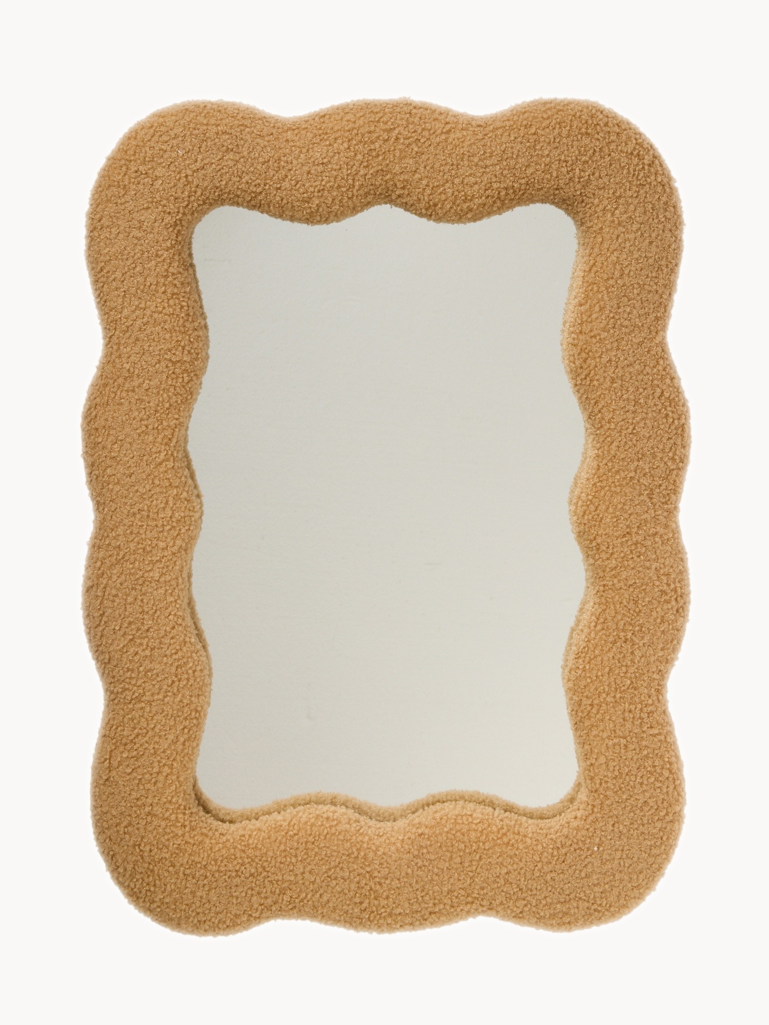 Mirror with teddy-effect fabric frame, Light Brown, large image number 0
