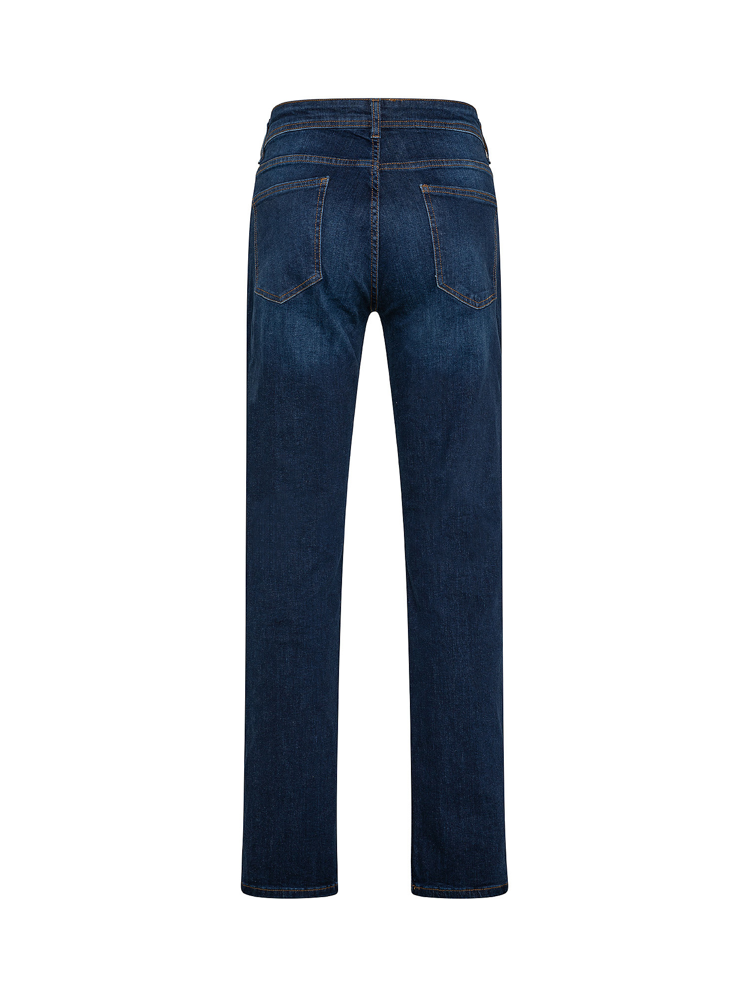 5-pocket slim stretch cotton jeans, Dark Blue, large image number 1