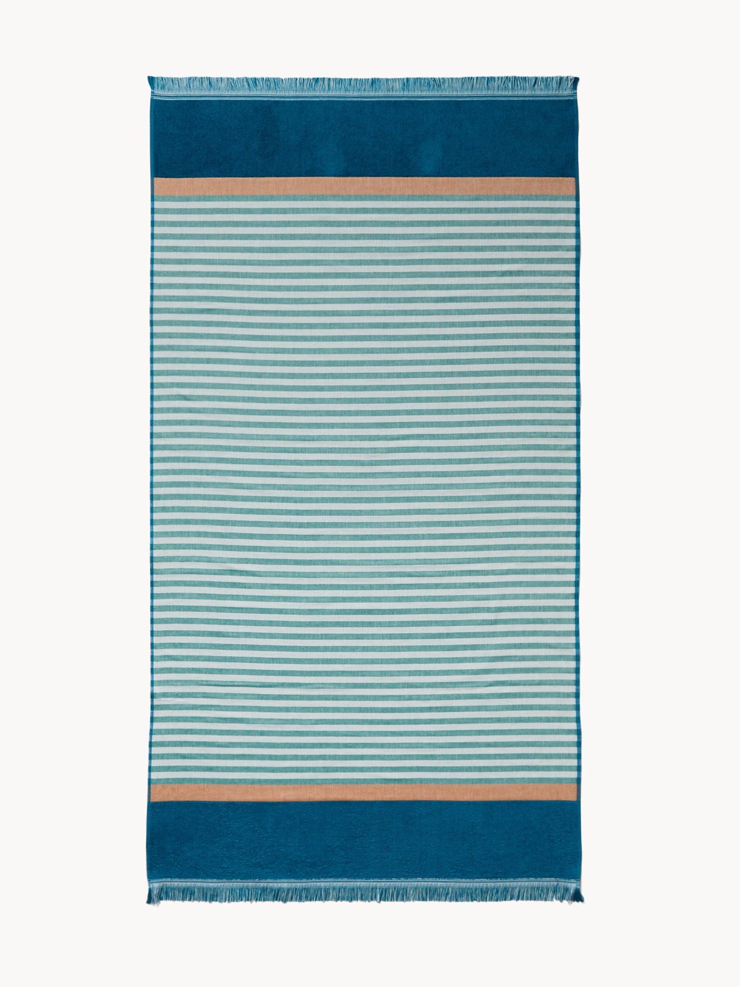 Fringed Cotton Hammam Beach Towel - Introductory Price, Turquoise, large image number 0