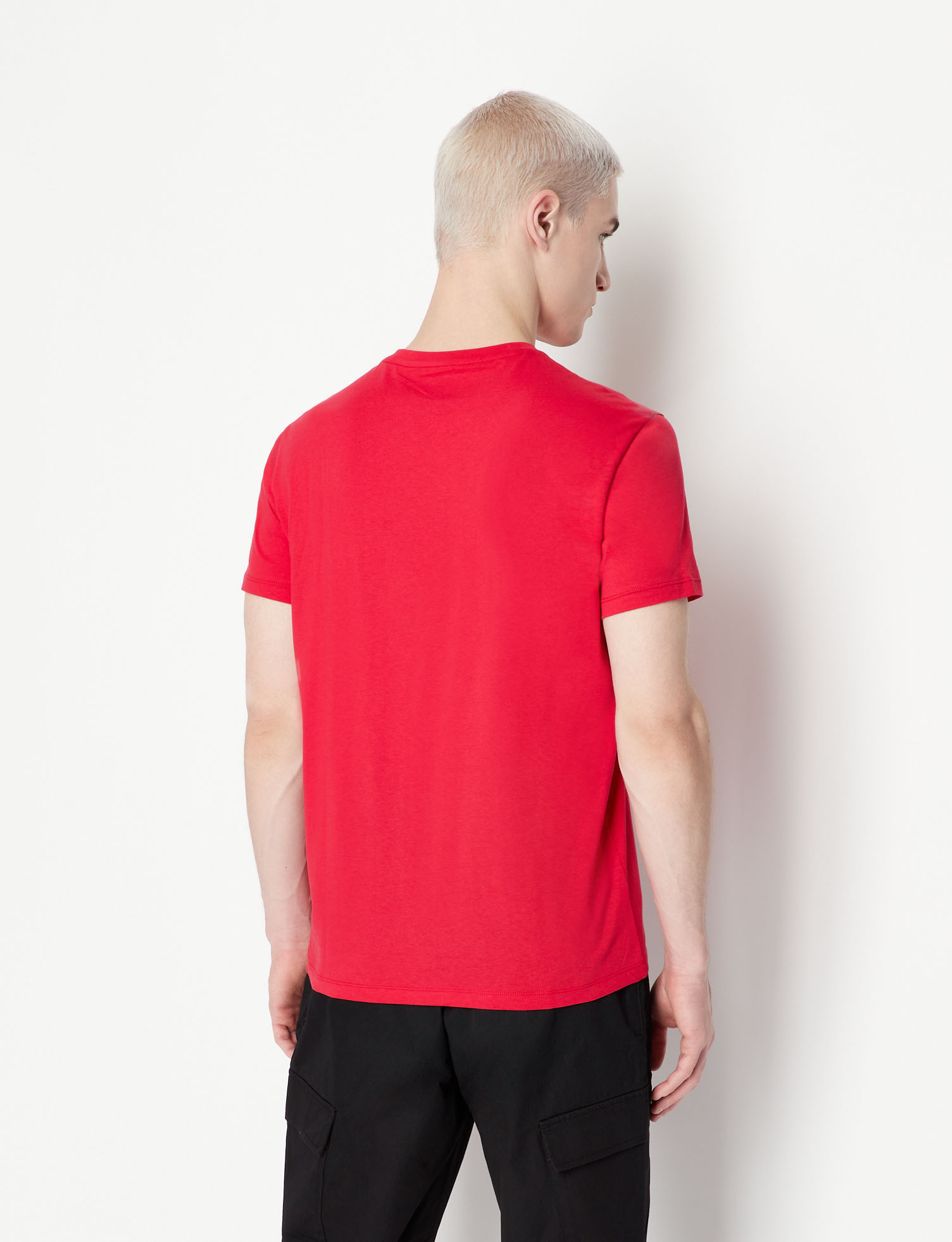 Armani Exchange - T-shirt con stampa logo regular fit, Rosso, large image number 2