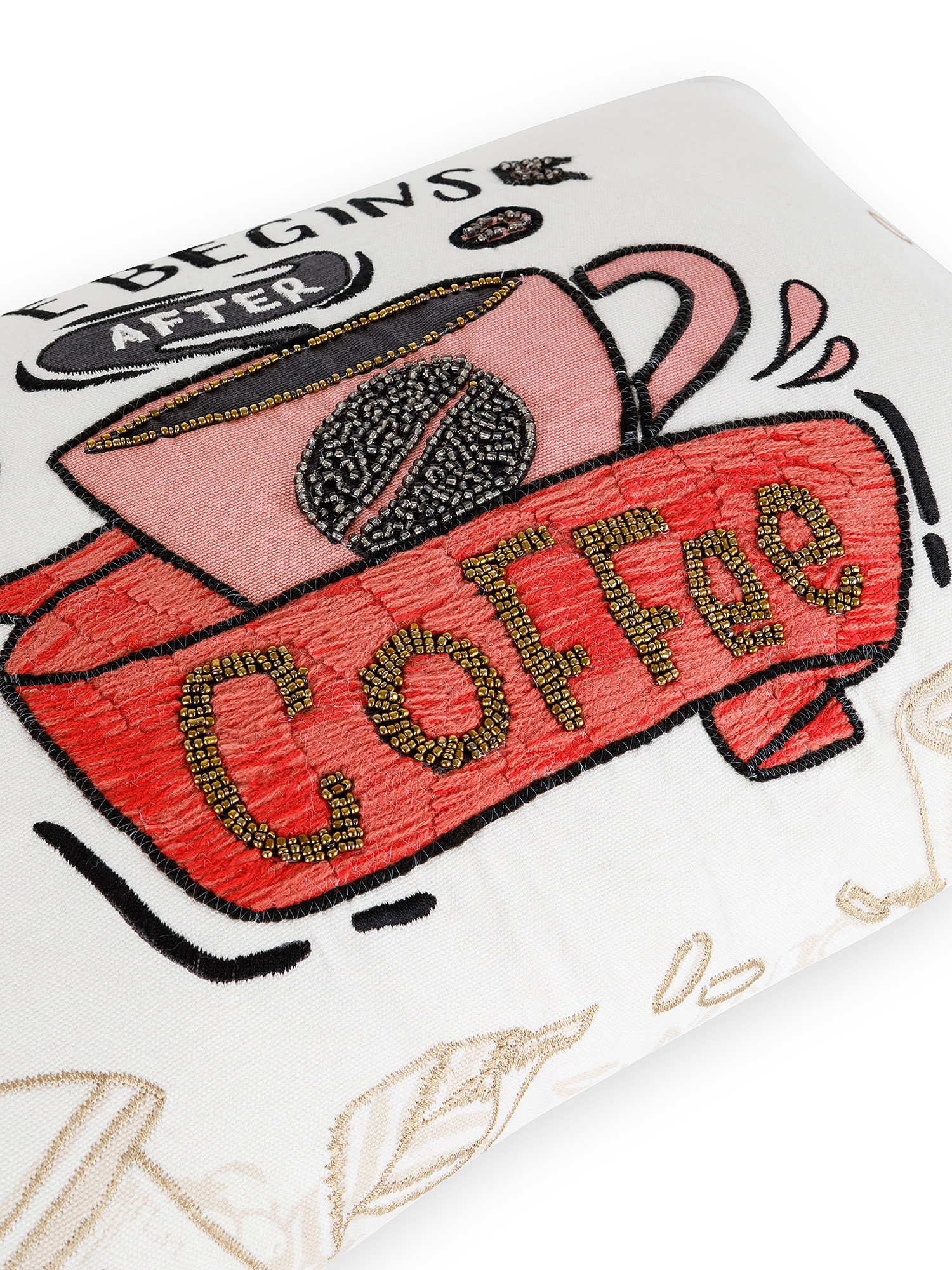 Cushion with coffee embroidery 35x55cm, Multicolor, large image number 2