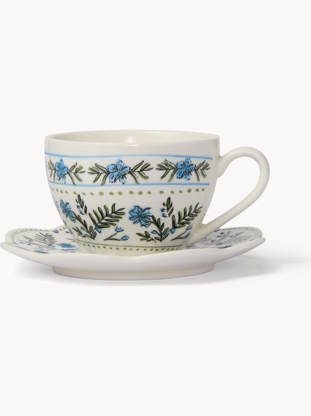 Porcelain teacup with flower motif