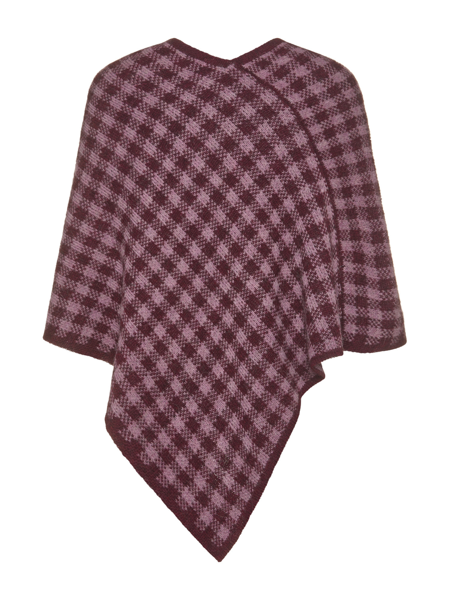 Koan - Checked jacquard knit poncho, Pink, large image number 1