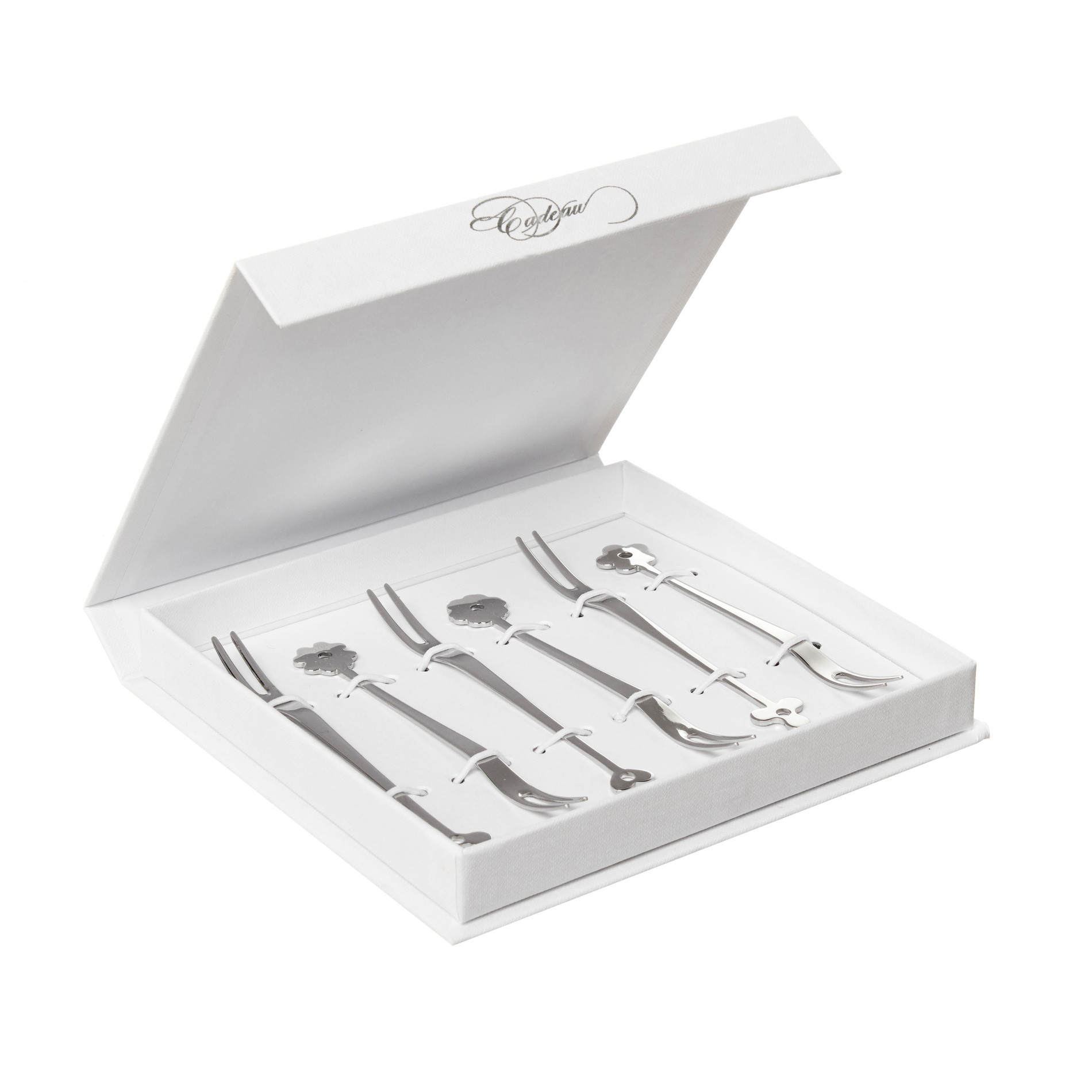 6-piece dessert fork set in steel, Silver Grey, large image number 0