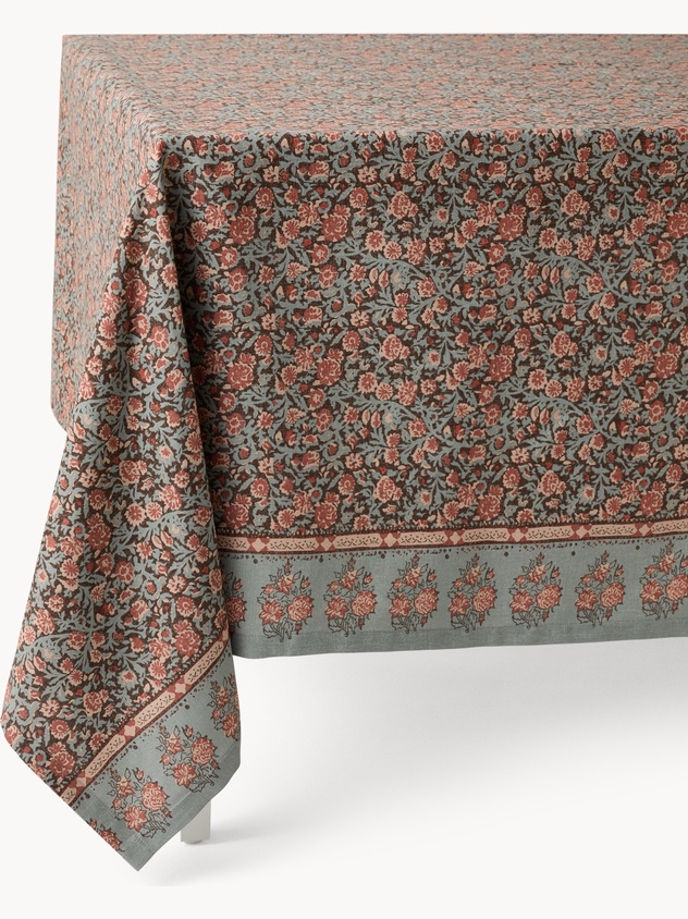 Tovaglia in panama di cotone con stampa floreale vintage piazzata - Prezzo di lancio