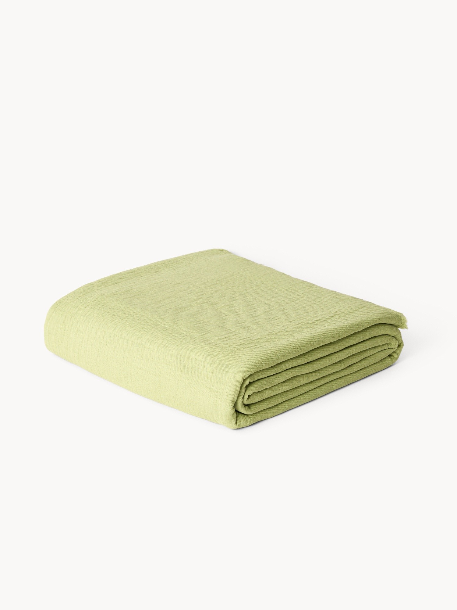 Solid-colored washed cotton gauze bedspread, Green, large image number 1