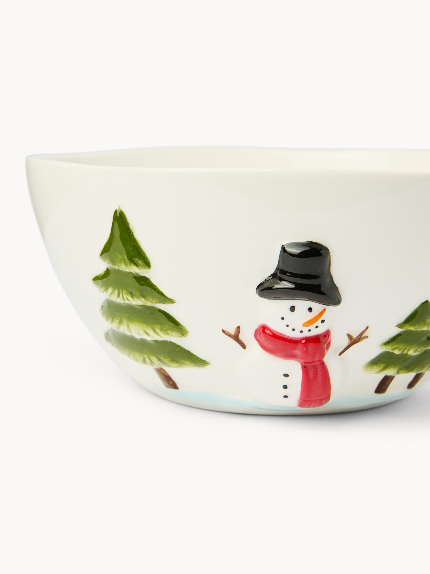 Ceramic snowman-shaped bowl, White, large image number 1