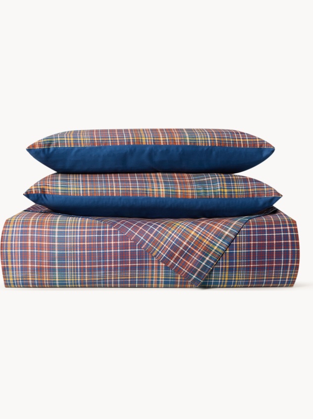 Tartan cotton sateen flat sheet