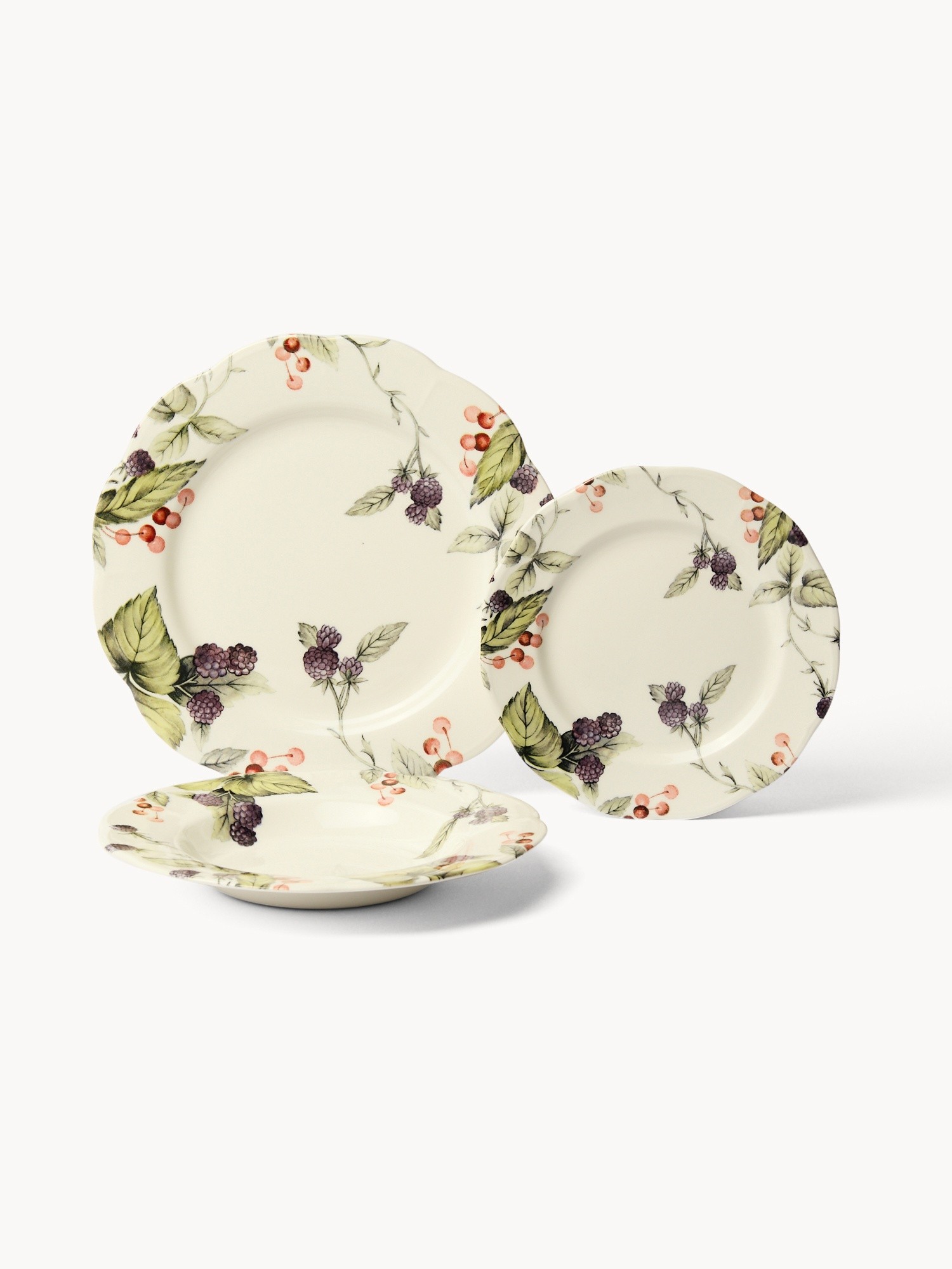 Set 18 piatti in ceramica motivo bacche - Prezzo di lancio, Bianco, large image number 0