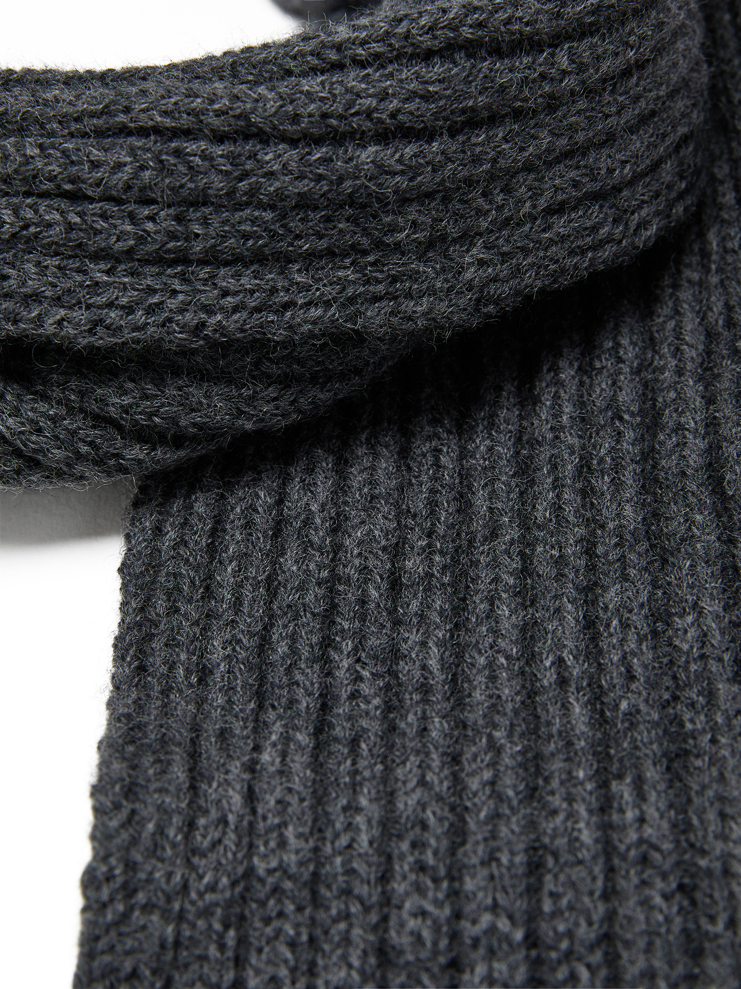 Luca D'Altieri - Ribbed scarf in pure wool, Grey, large image number 1