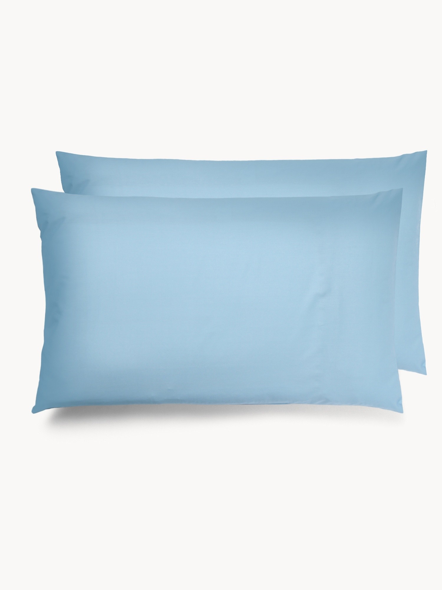 Set of 2 solid-color cotton percale pillowcases, Light Blue, large image number 0