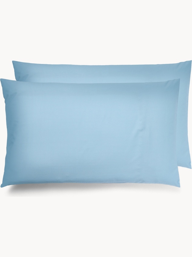 Set of 2 solid-color cotton percale pillowcases