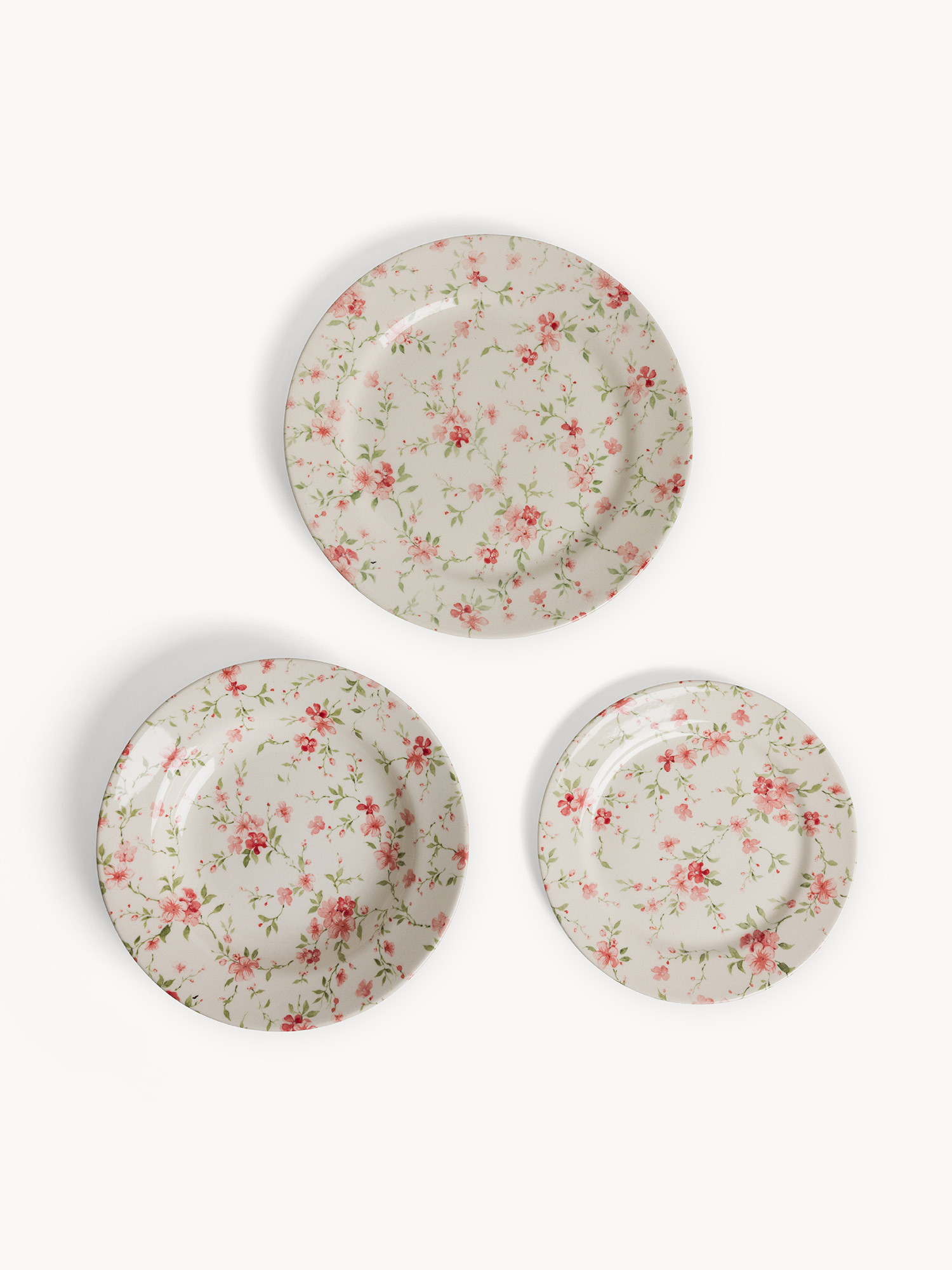 Set 18 piatti in ceramica Flower, Rosa, large image number 1