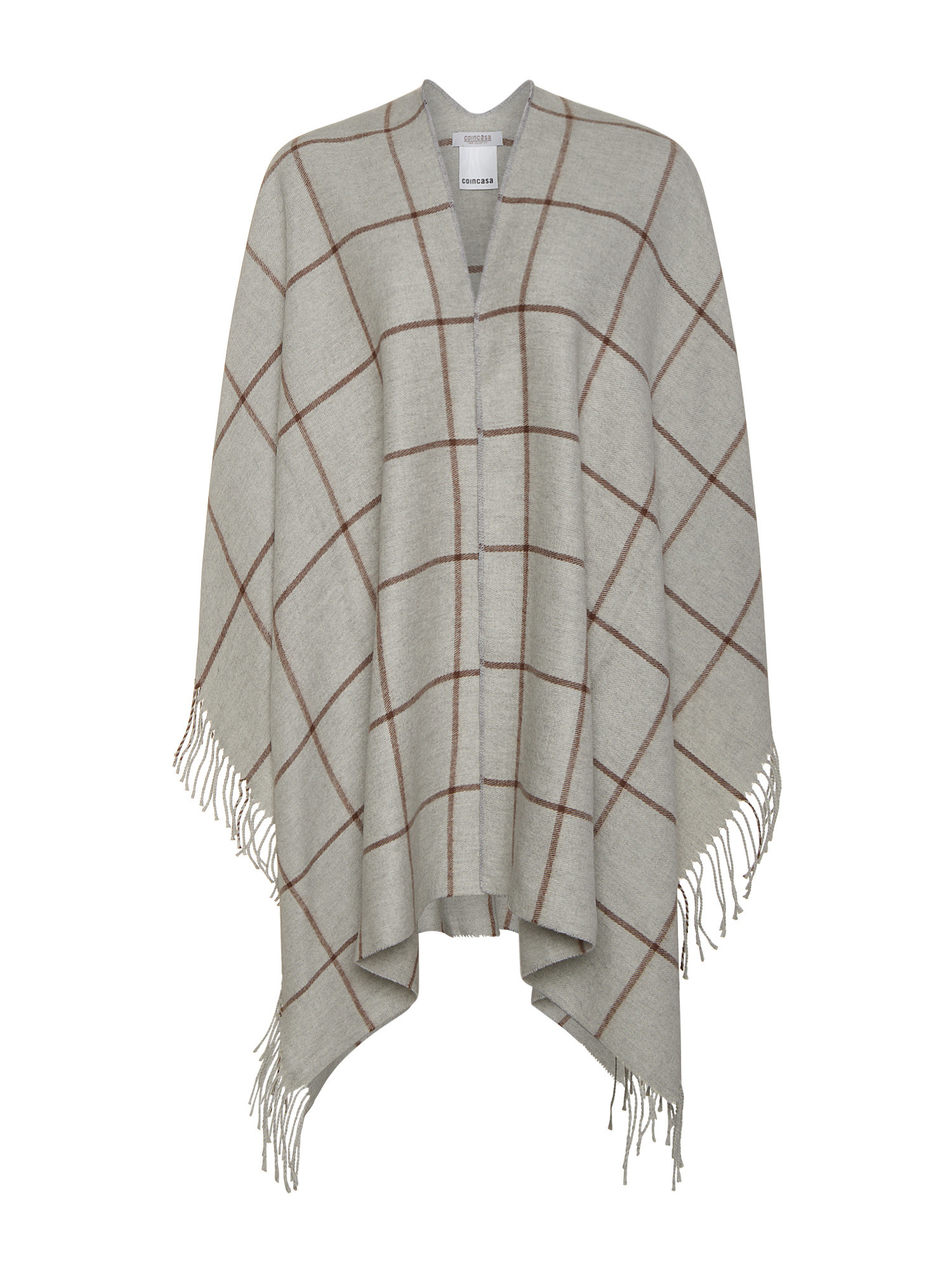Two-tone poncho with design, Grey, large image number 0