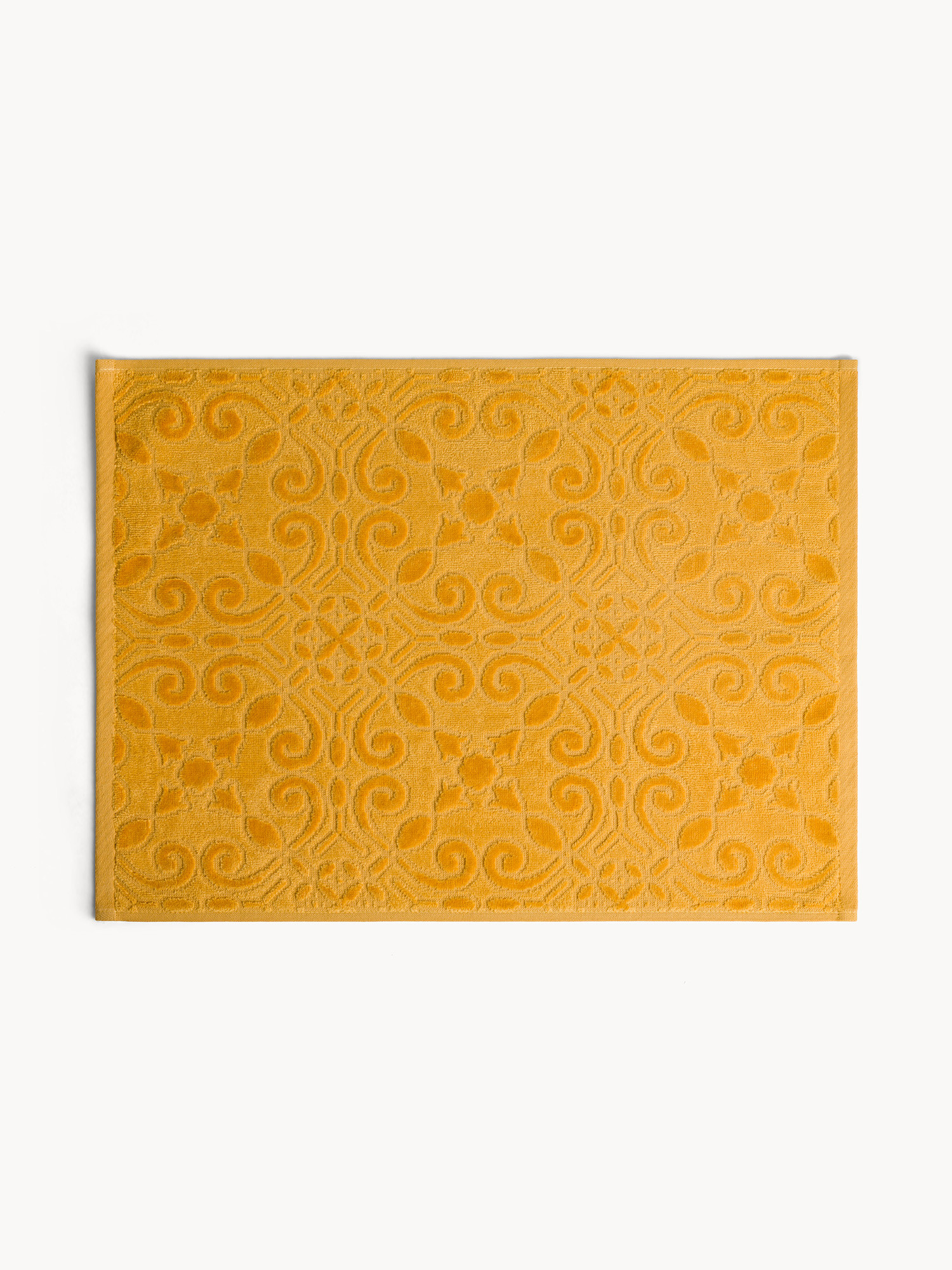 Cotton velour towel with embossed finish, Ocra Yellow, large image number 1