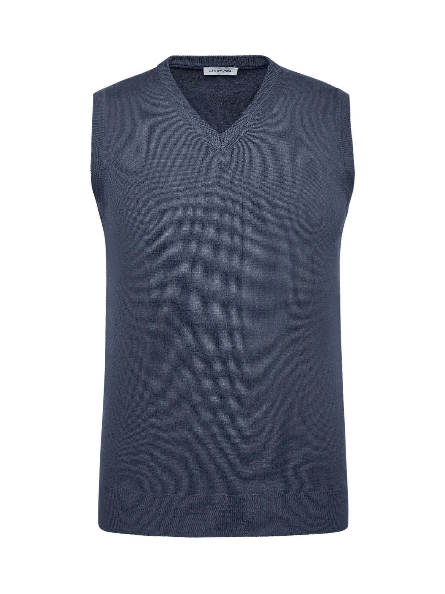 Luca D'Altieri - Merino Blend Vest - Machine Washable, Dark Blue, large image number 0