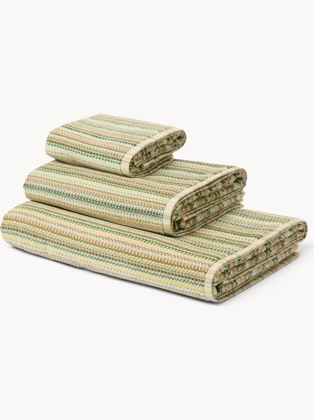 Asciugamano in velour di puro cotone con lavorazione jacquard a righe - Prezzo di lancio