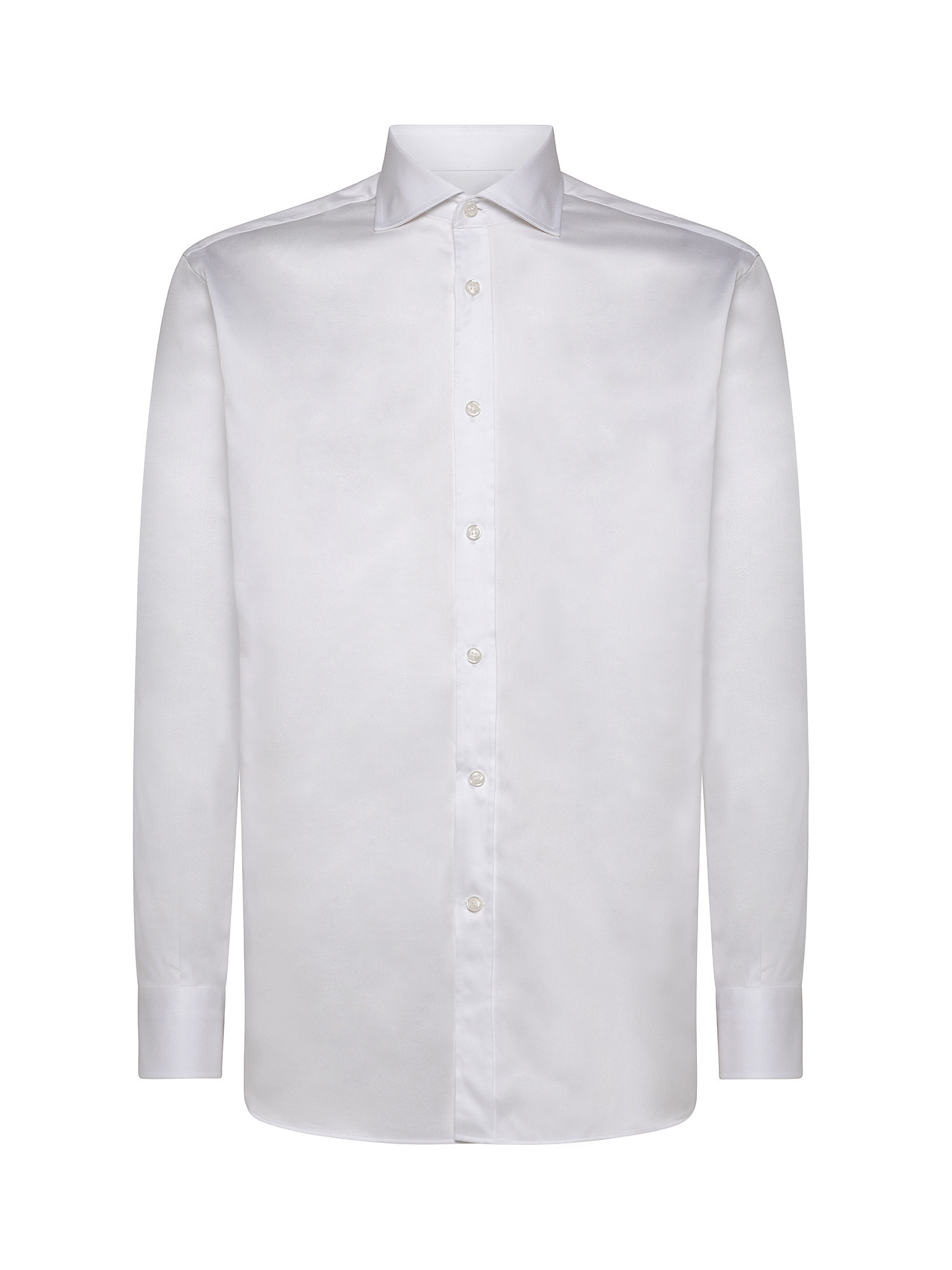 Camicia slim fit twill di cotone, Bianco, large