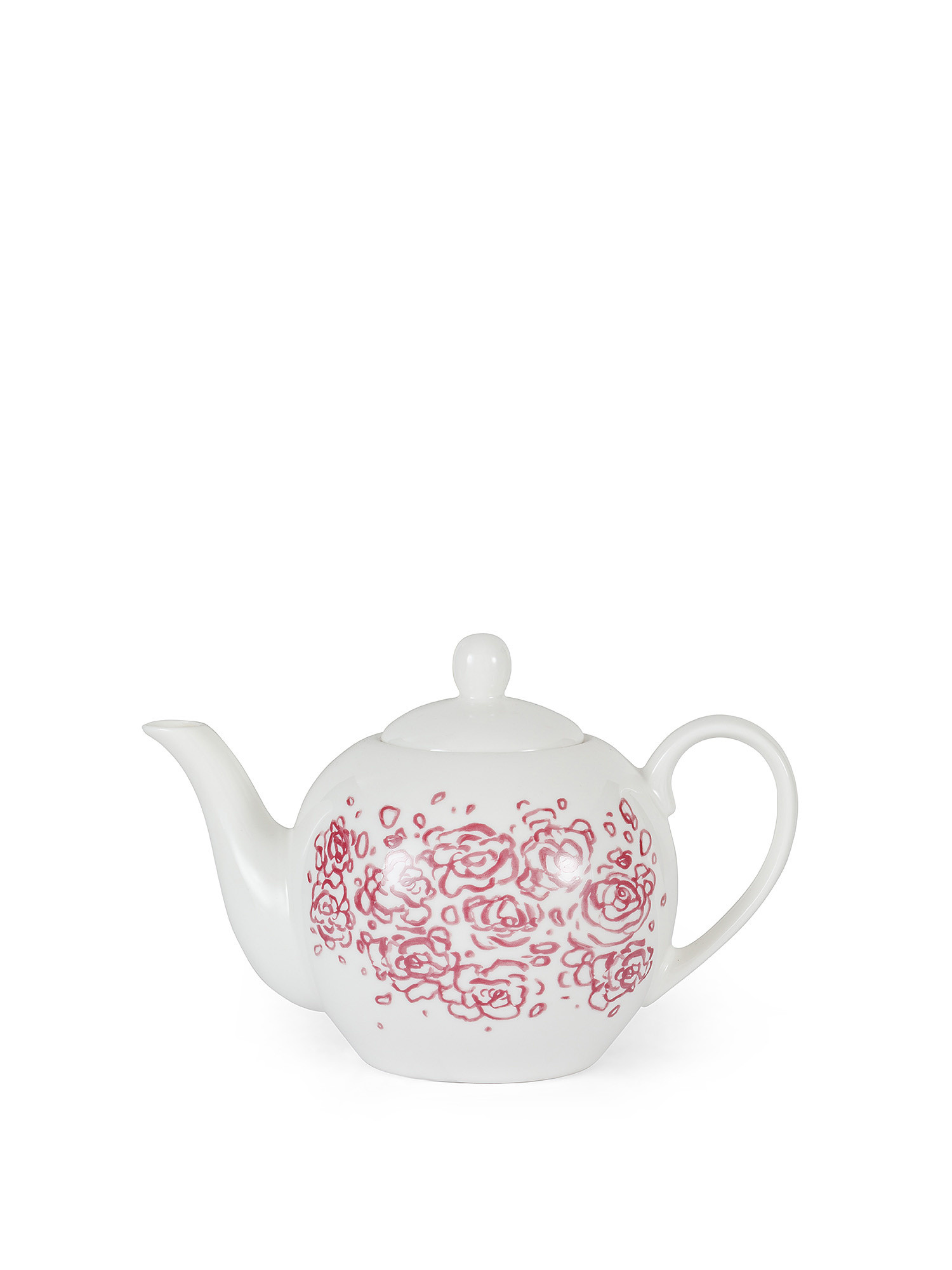New bone china teapot with roses decoration, White, large image number 0