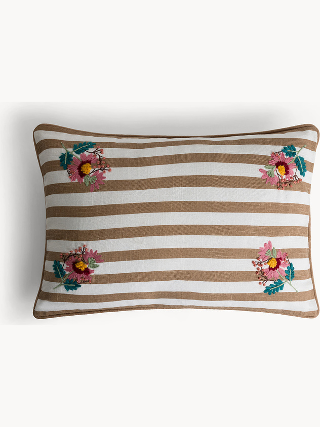Striped cushion 35x50 cm with embroidery
