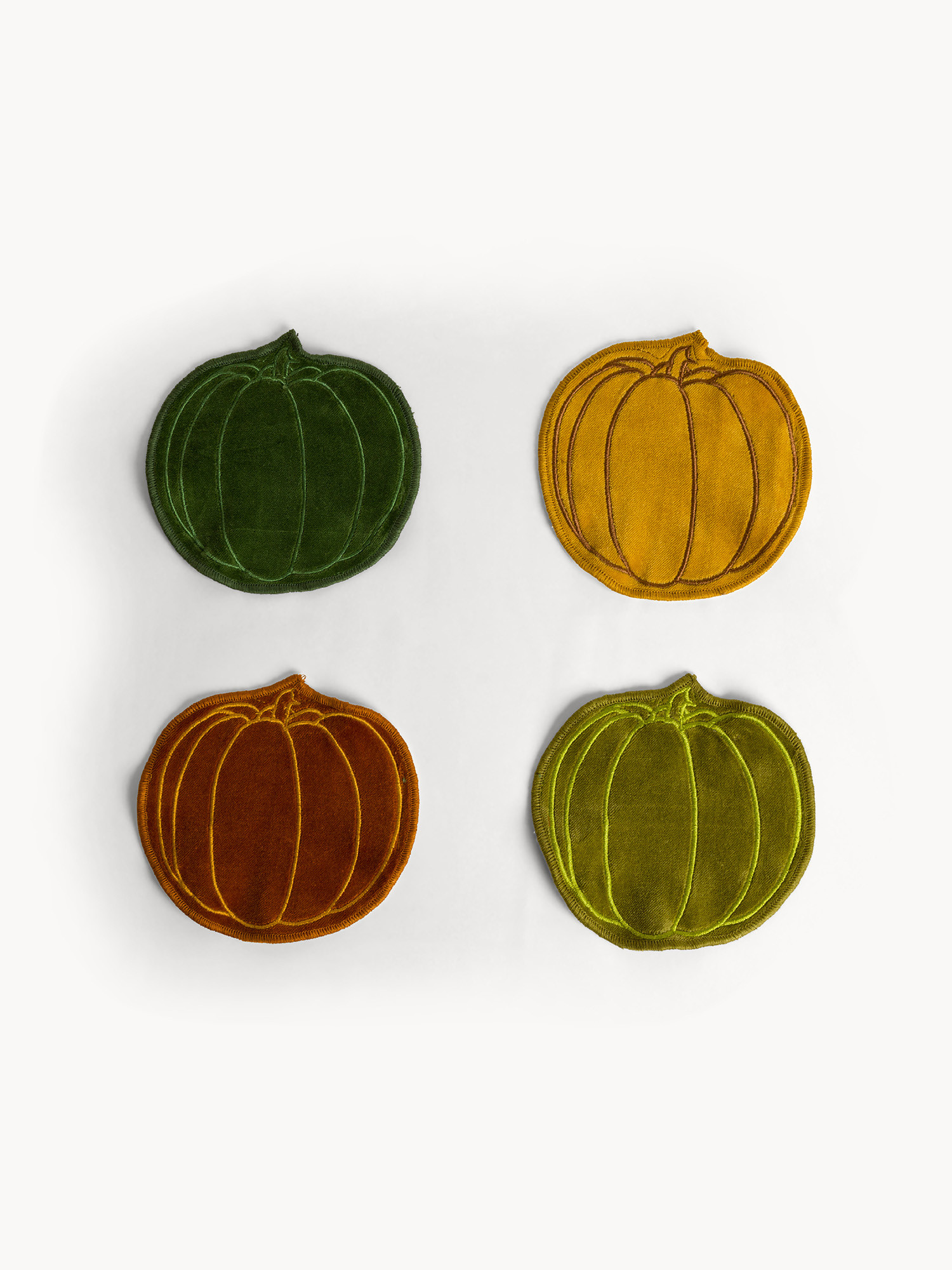 Set 2 sottobicchieri  in velluto a forma di zucca, Multicolor, large image number 0