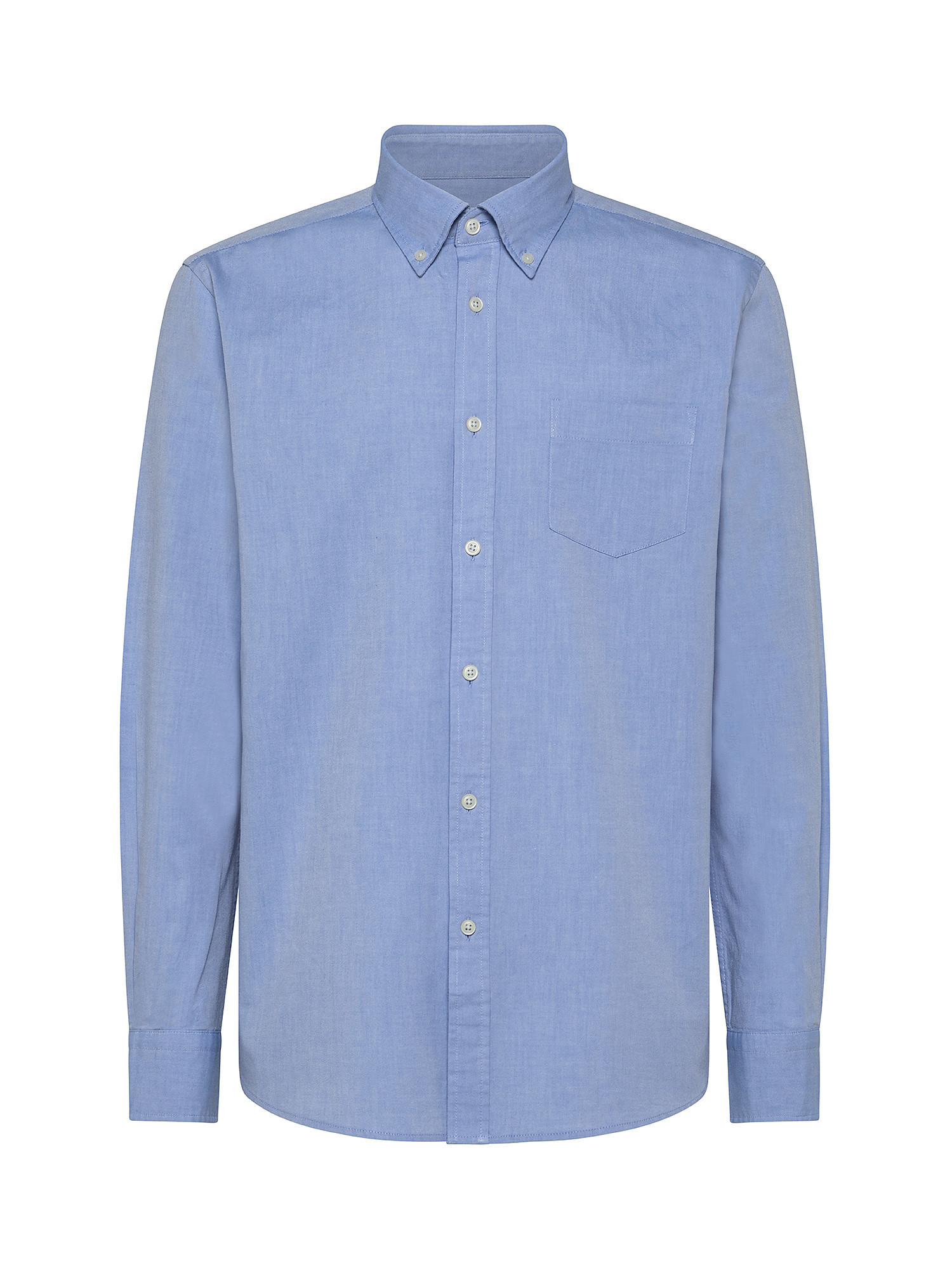 Camicia tailor fit in tessuto Oxford, Azzurro, large image number 0