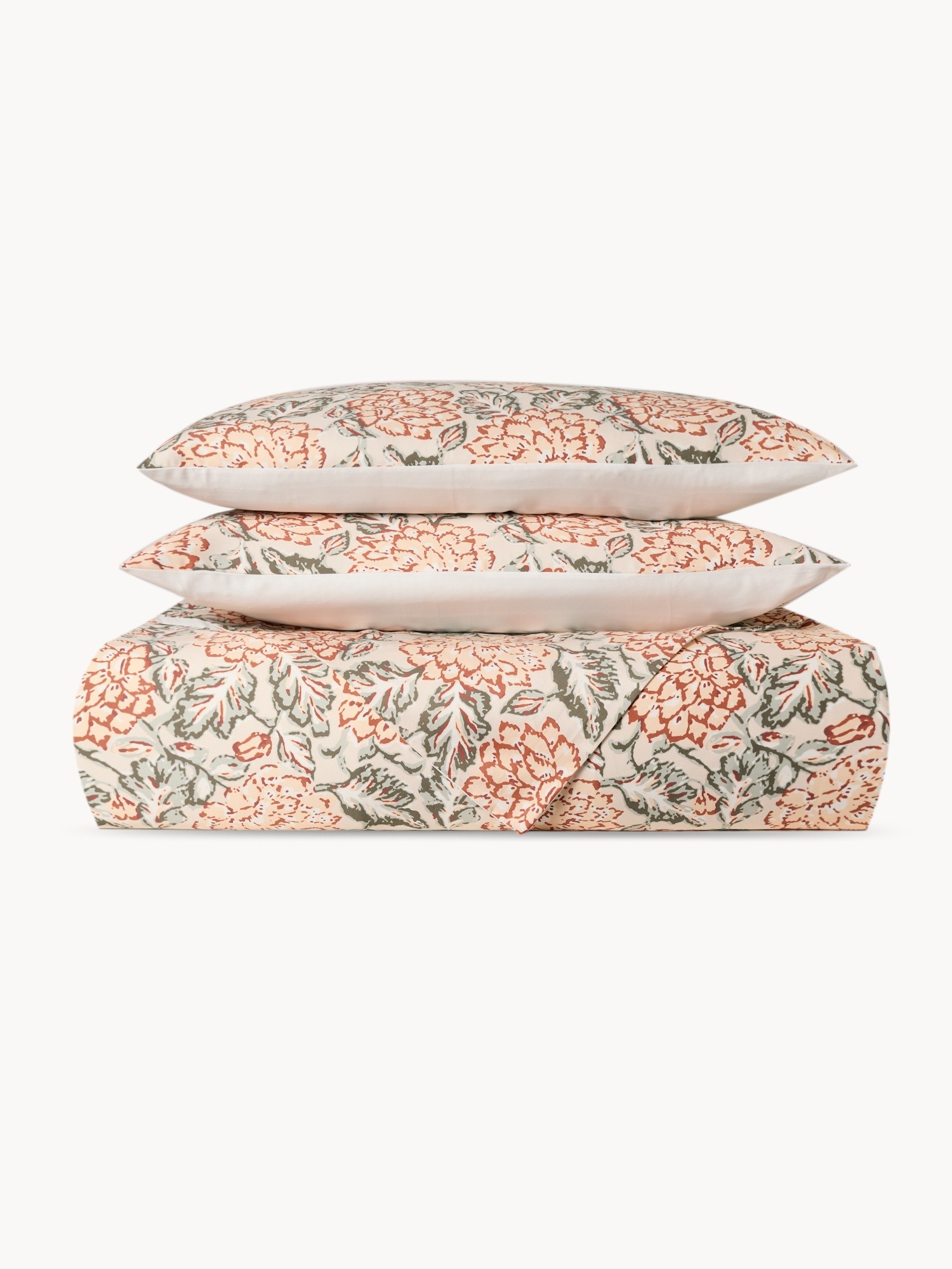 Floral cotton sateen flat sheet, Beige, large image number 0