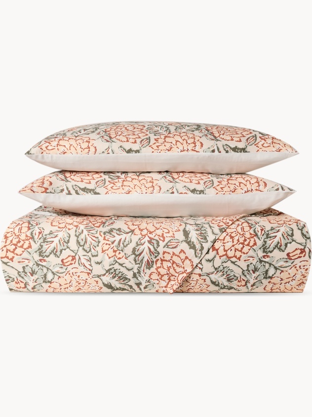 Floral cotton sateen flat sheet