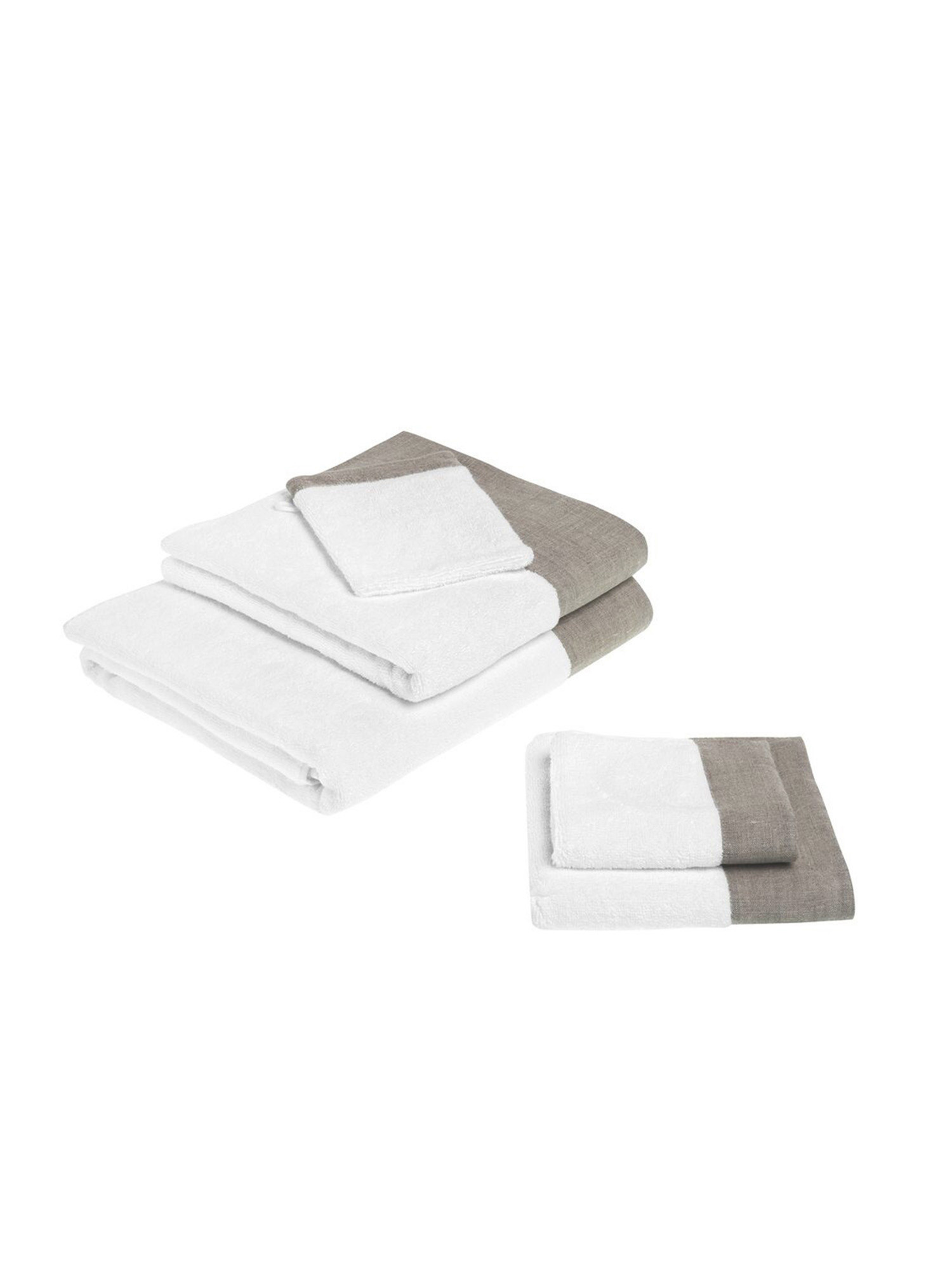Asciugamano balza in lino, Bianco/Marrone, large image number 0