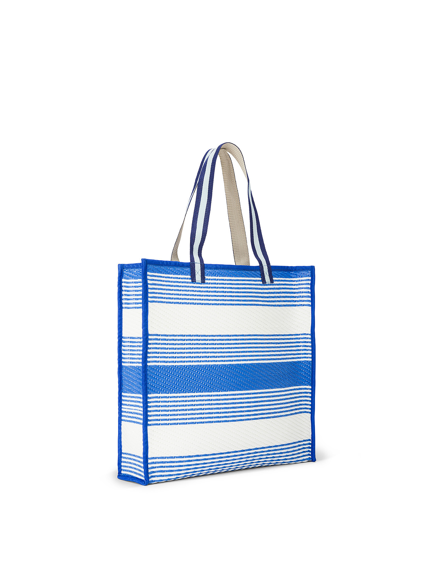 Shopper bag in recycled plastic., White / Blue, large image number 1