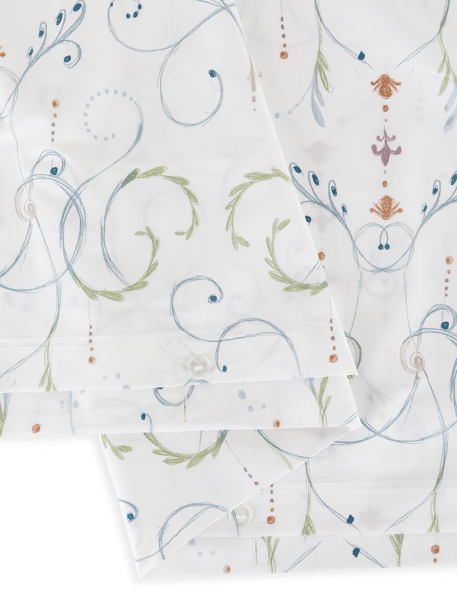 Parure lenzuolo cotone percalle motivo ornamentale, Bianco, large image number 1