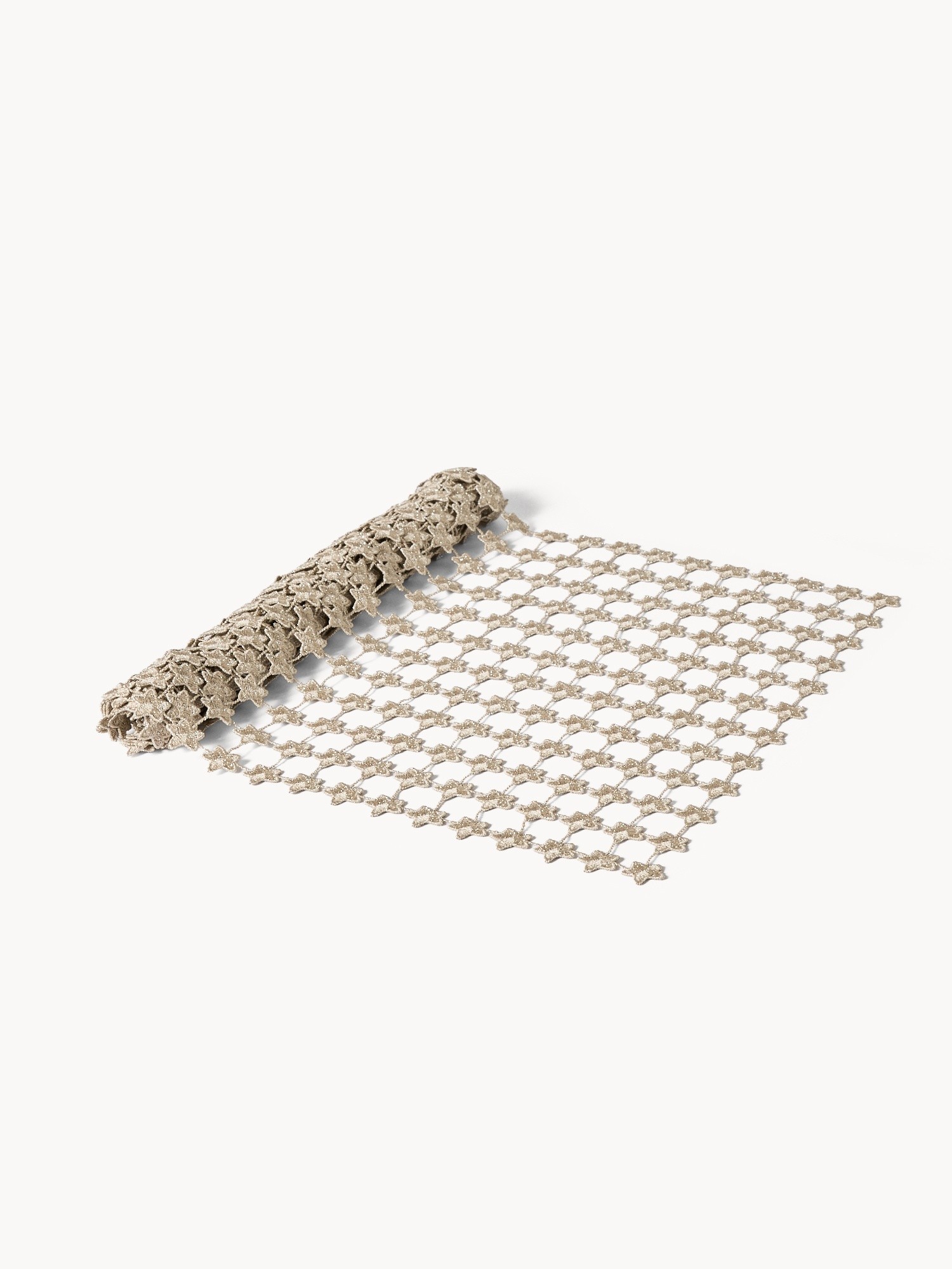 Perforated silver lurex tablecloth, Silver Grey, large image number 0