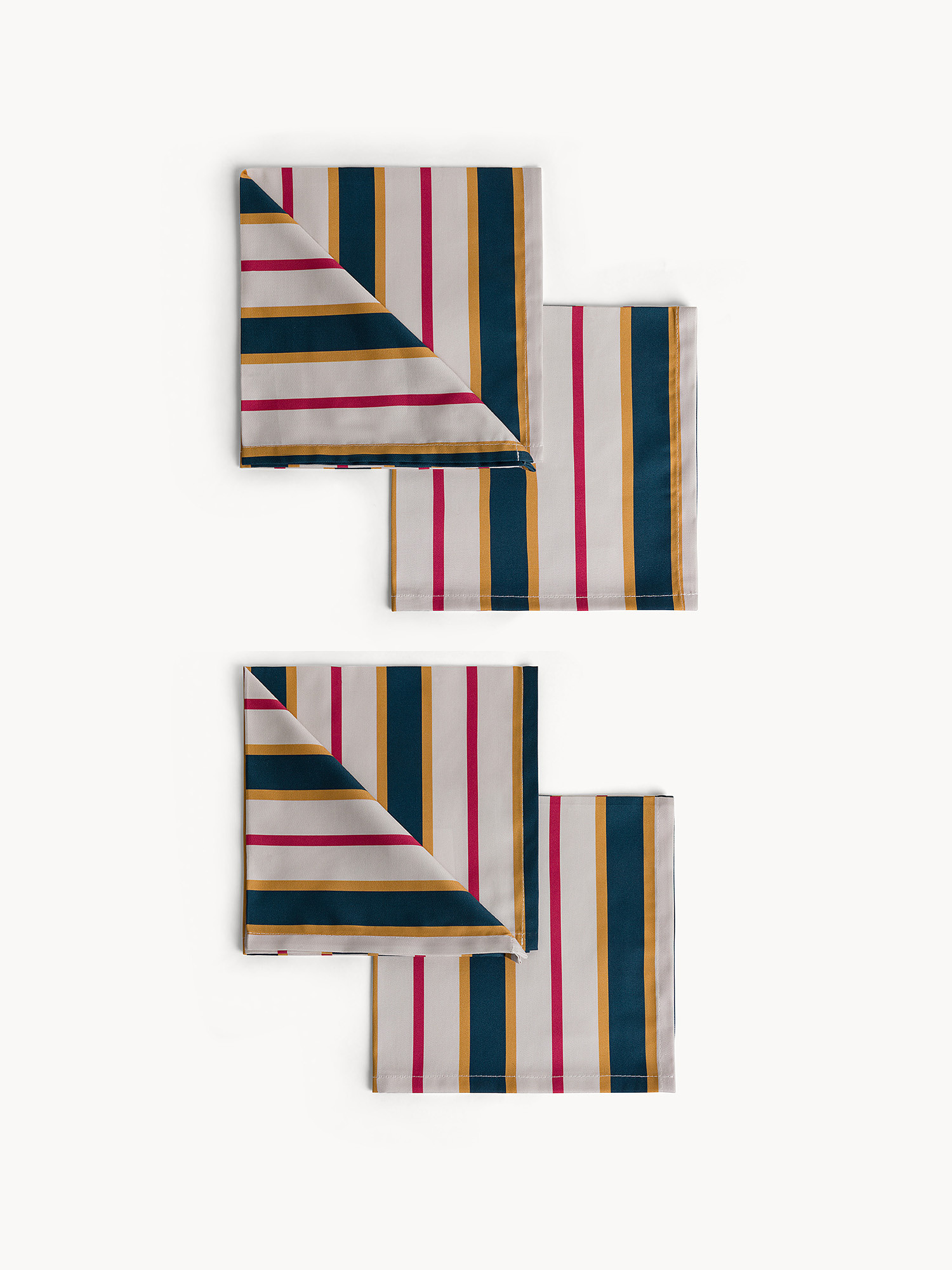 Set 4 tovaglioli in twill di cotone a righe, Multicolor, large image number 0
